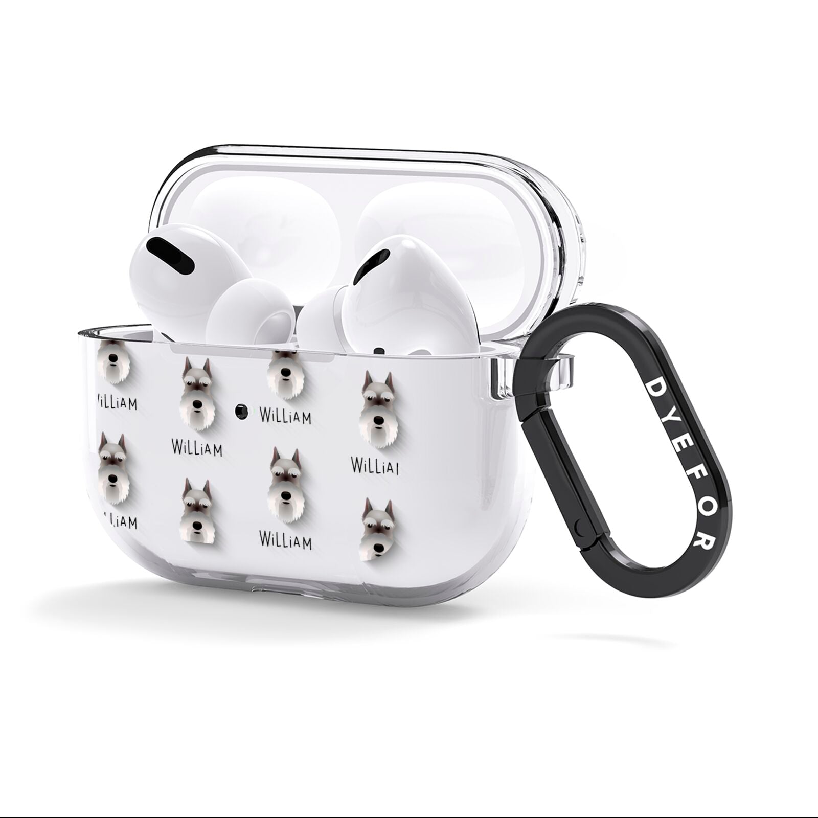 Miniature Schnauzer Icon with Name AirPods Clear Case 3rd Gen Side Image