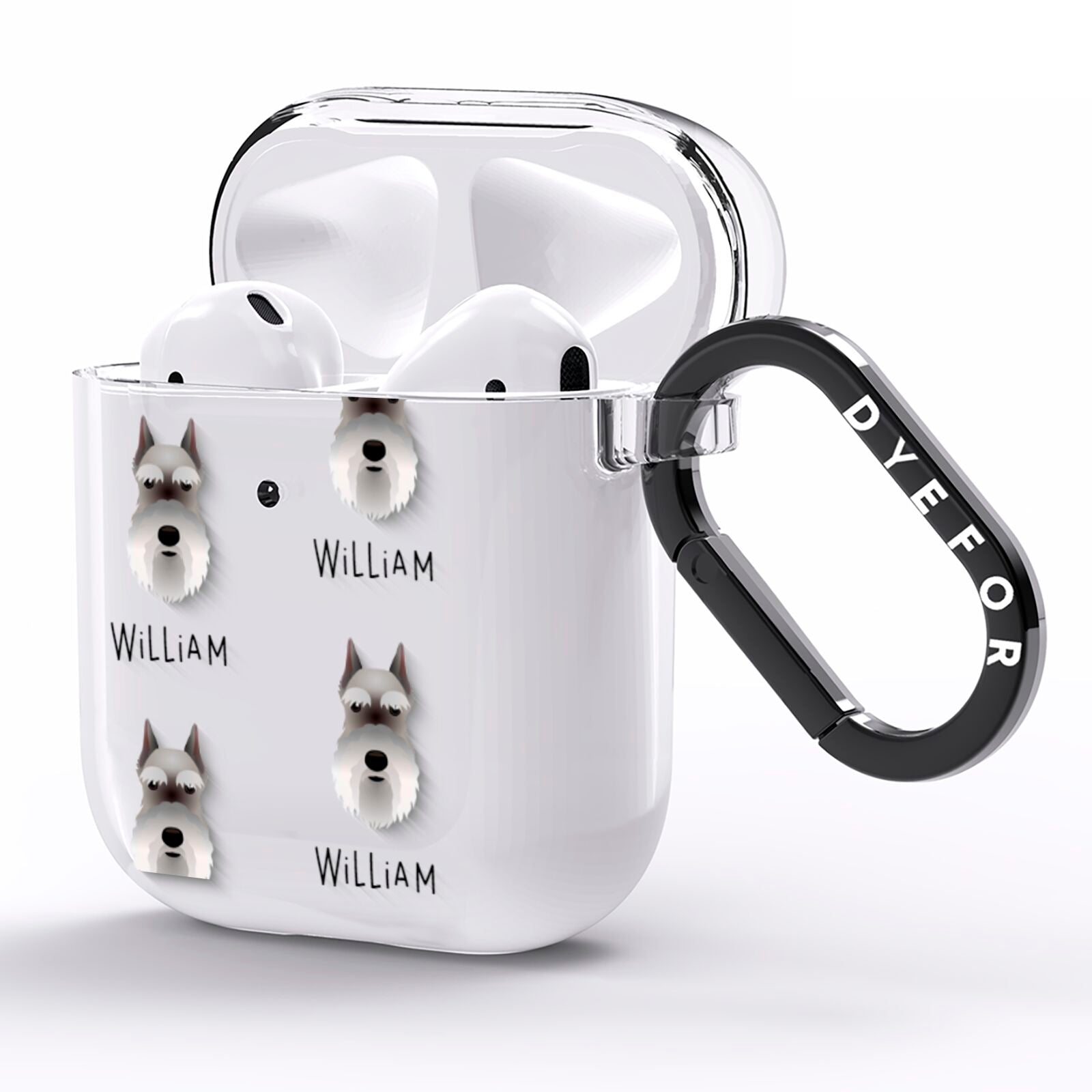 Miniature Schnauzer Icon with Name AirPods Clear Case Side Image