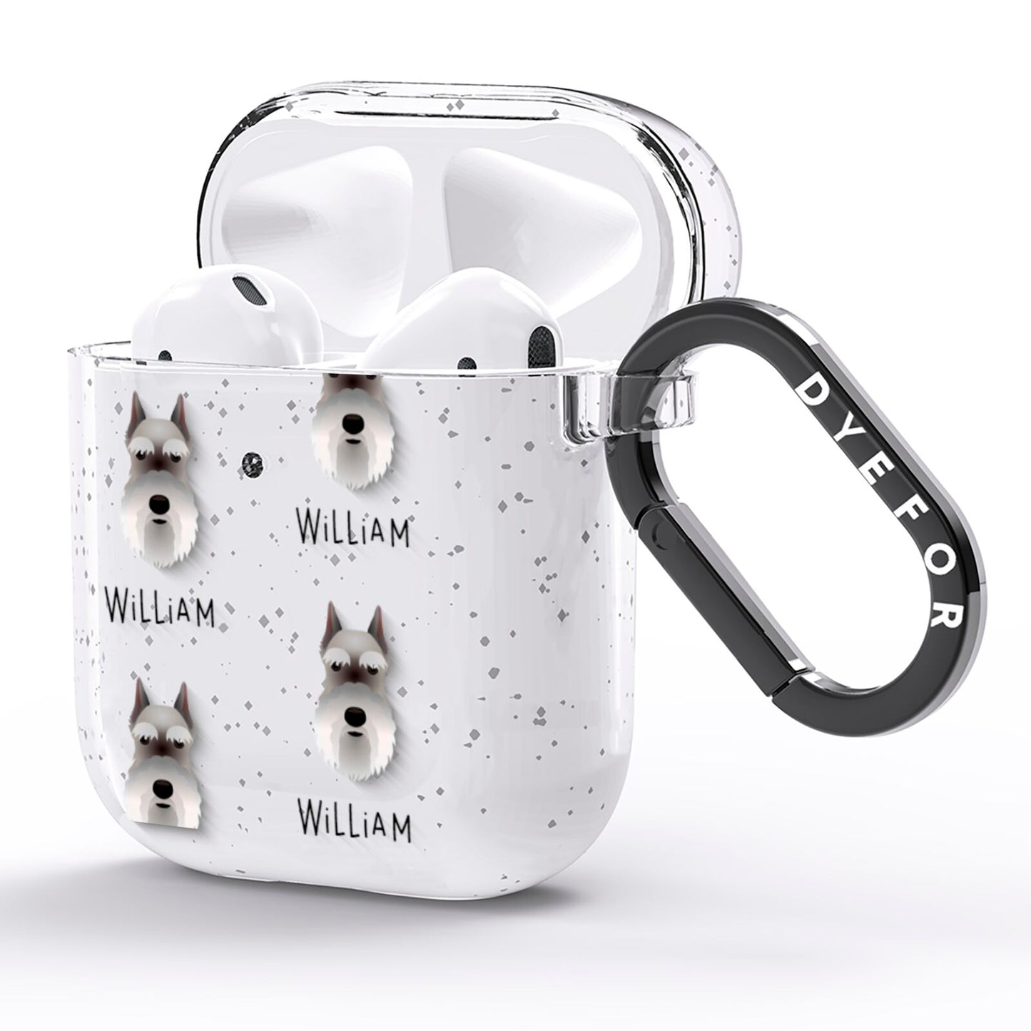 Miniature Schnauzer Icon with Name AirPods Glitter Case Side Image