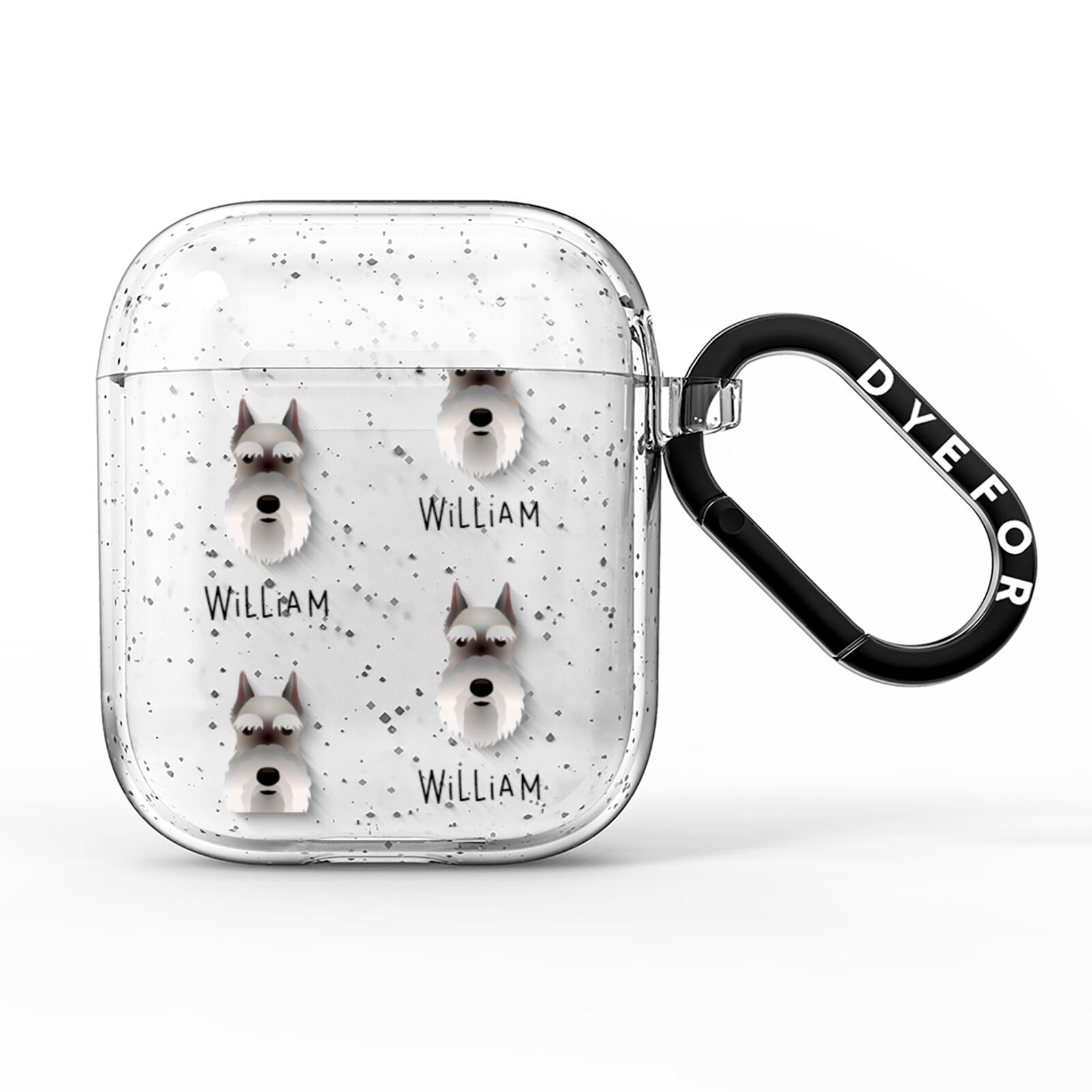 Miniature Schnauzer Icon with Name AirPods Glitter Case