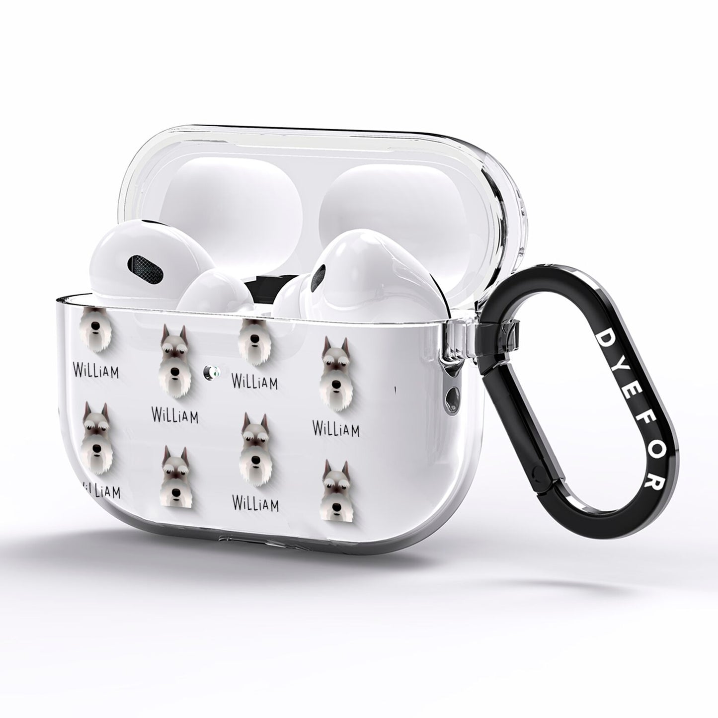 Miniature Schnauzer Icon with Name AirPods Pro Clear Case Side Image