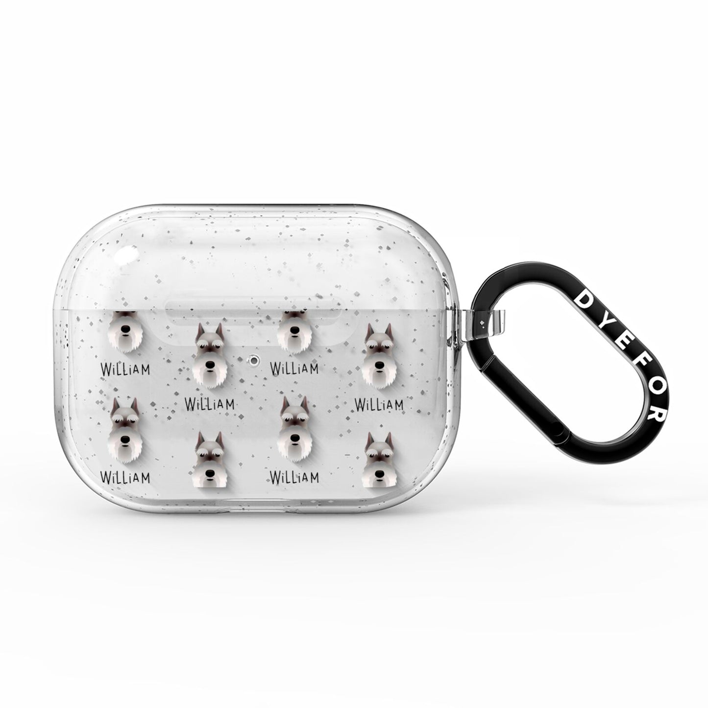 Miniature Schnauzer Icon with Name AirPods Pro Glitter Case