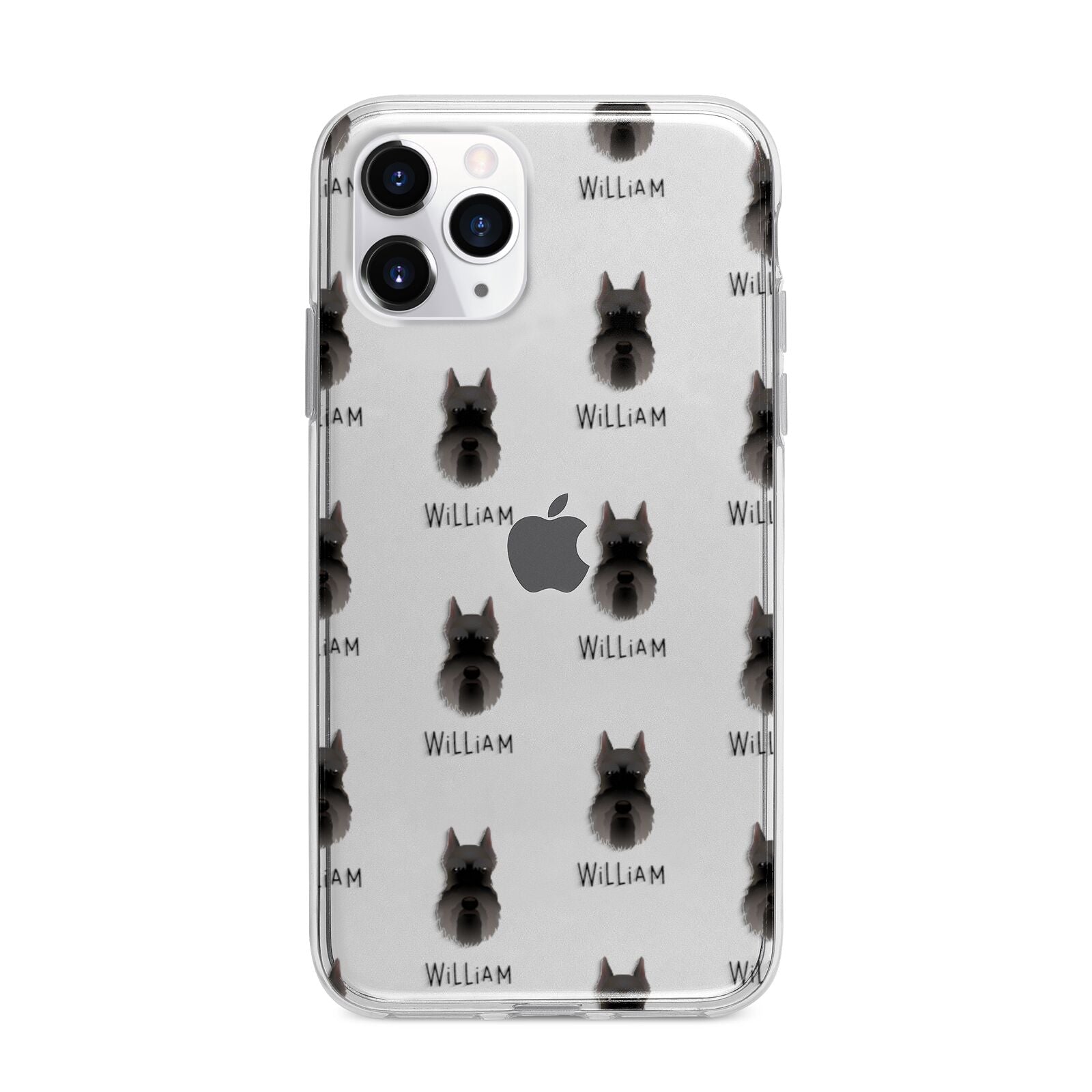Miniature Schnauzer Icon with Name Apple iPhone 11 Pro in Silver with Bumper Case