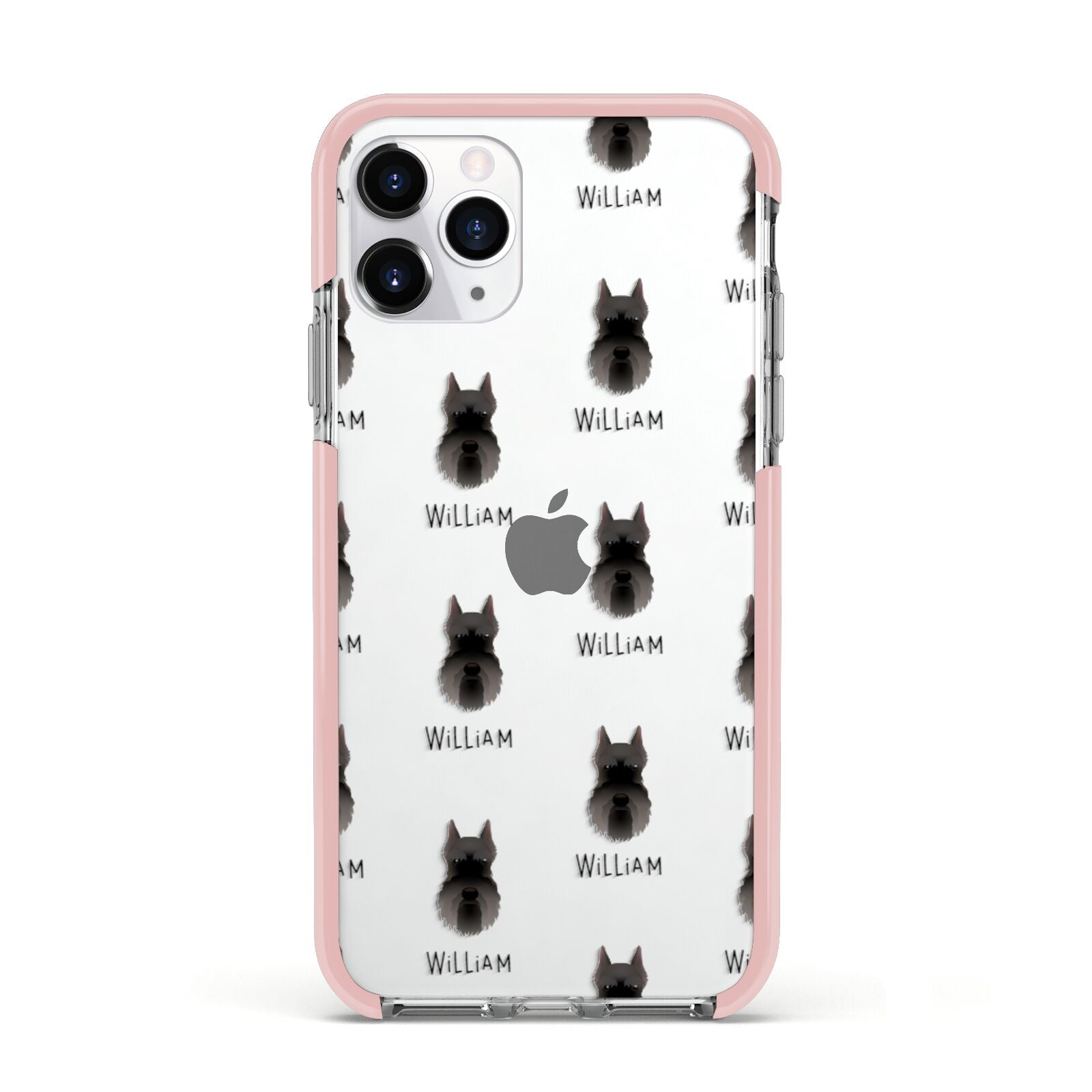 Miniature Schnauzer Icon with Name Apple iPhone 11 Pro in Silver with Pink Impact Case