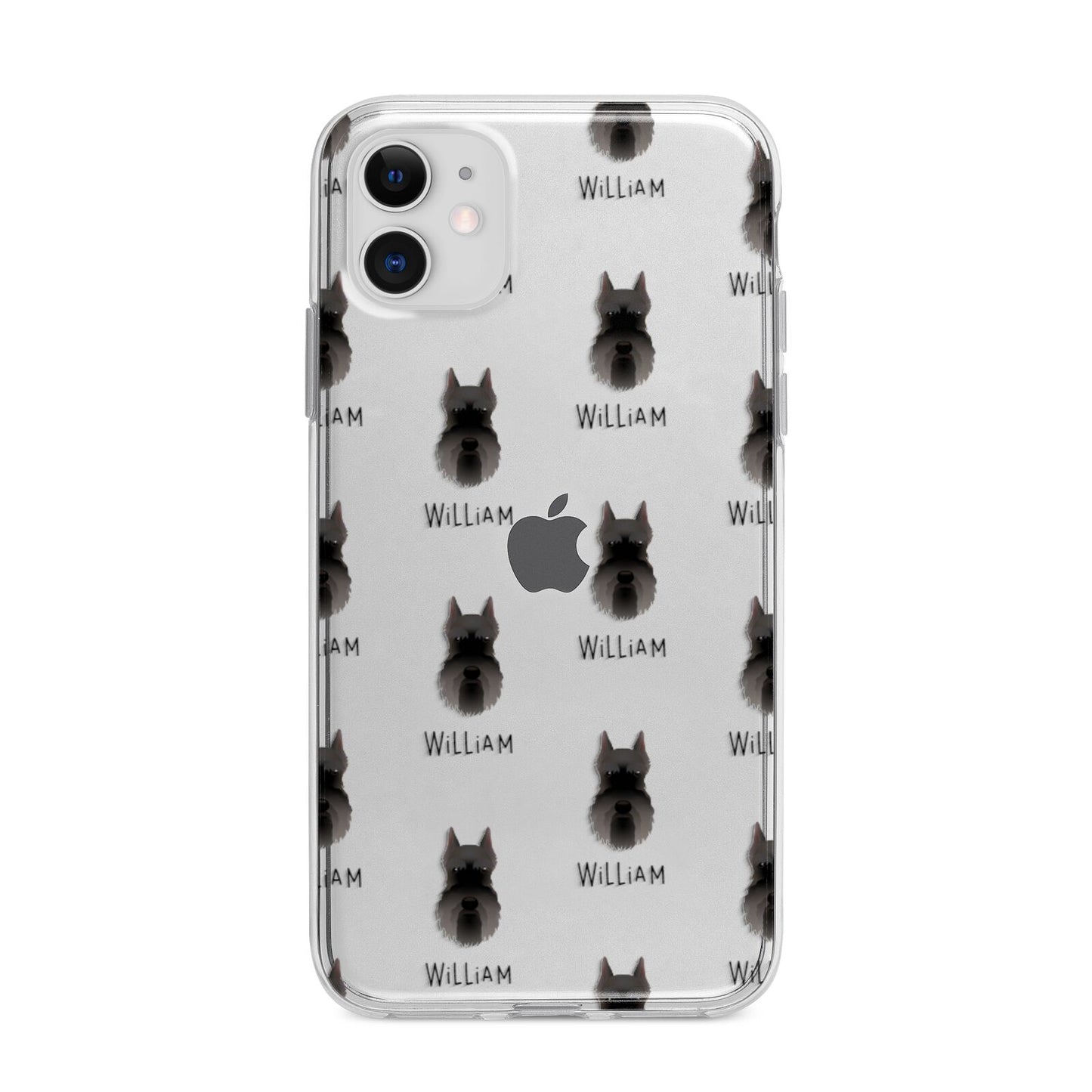 Miniature Schnauzer Icon with Name Apple iPhone 11 in White with Bumper Case