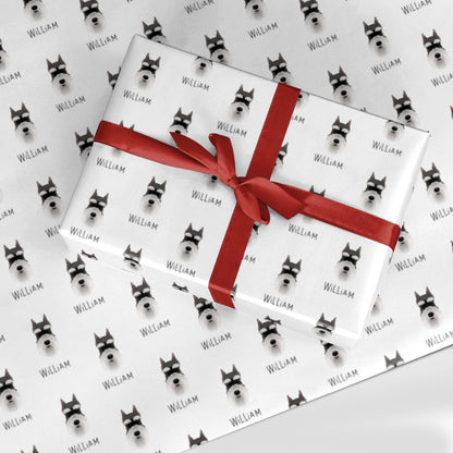 Miniature Schnauzer Icon with Name Custom Wrapping Paper