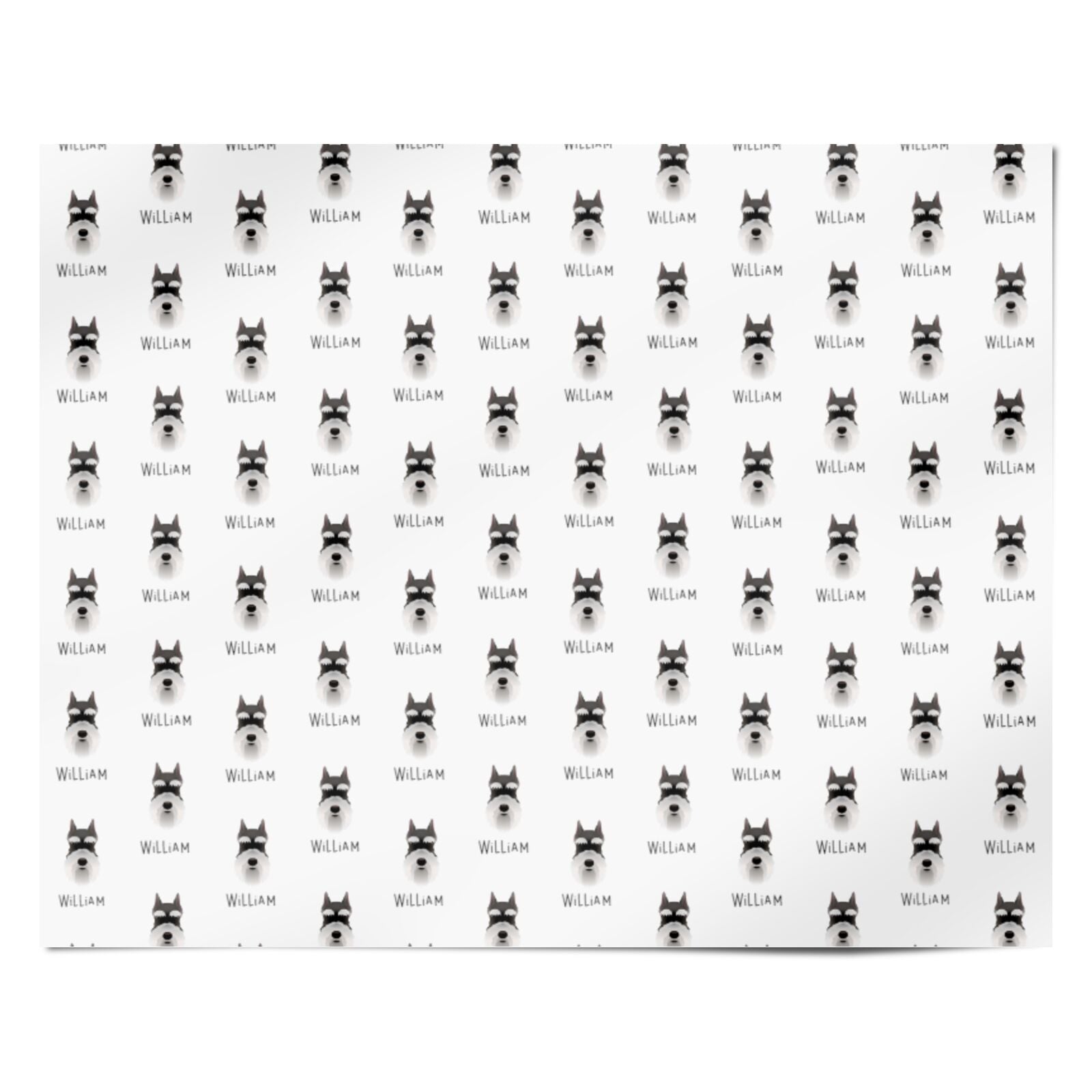 Miniature Schnauzer Icon with Name Personalised Wrapping Paper Alternative