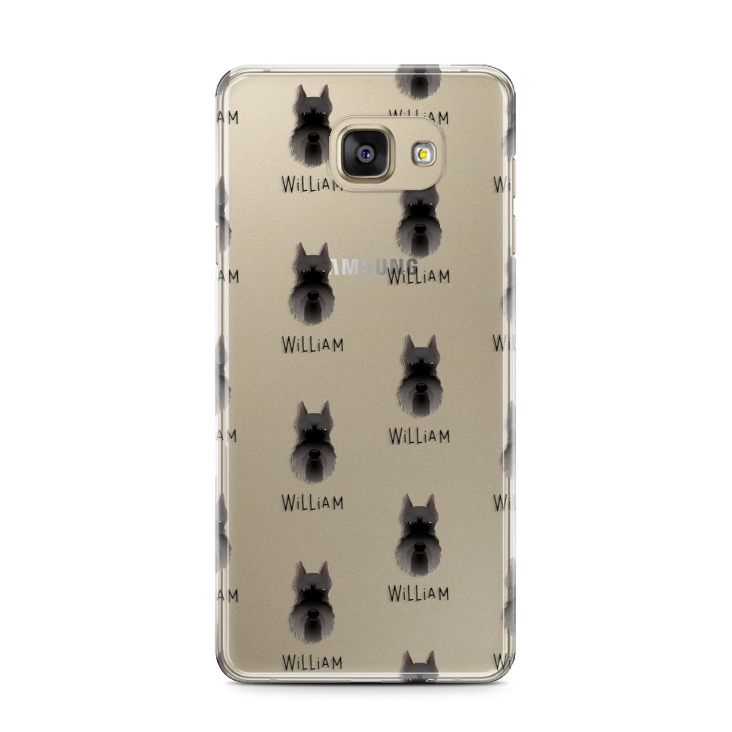 Miniature Schnauzer Icon with Name Samsung Galaxy A7 2016 Case on gold phone