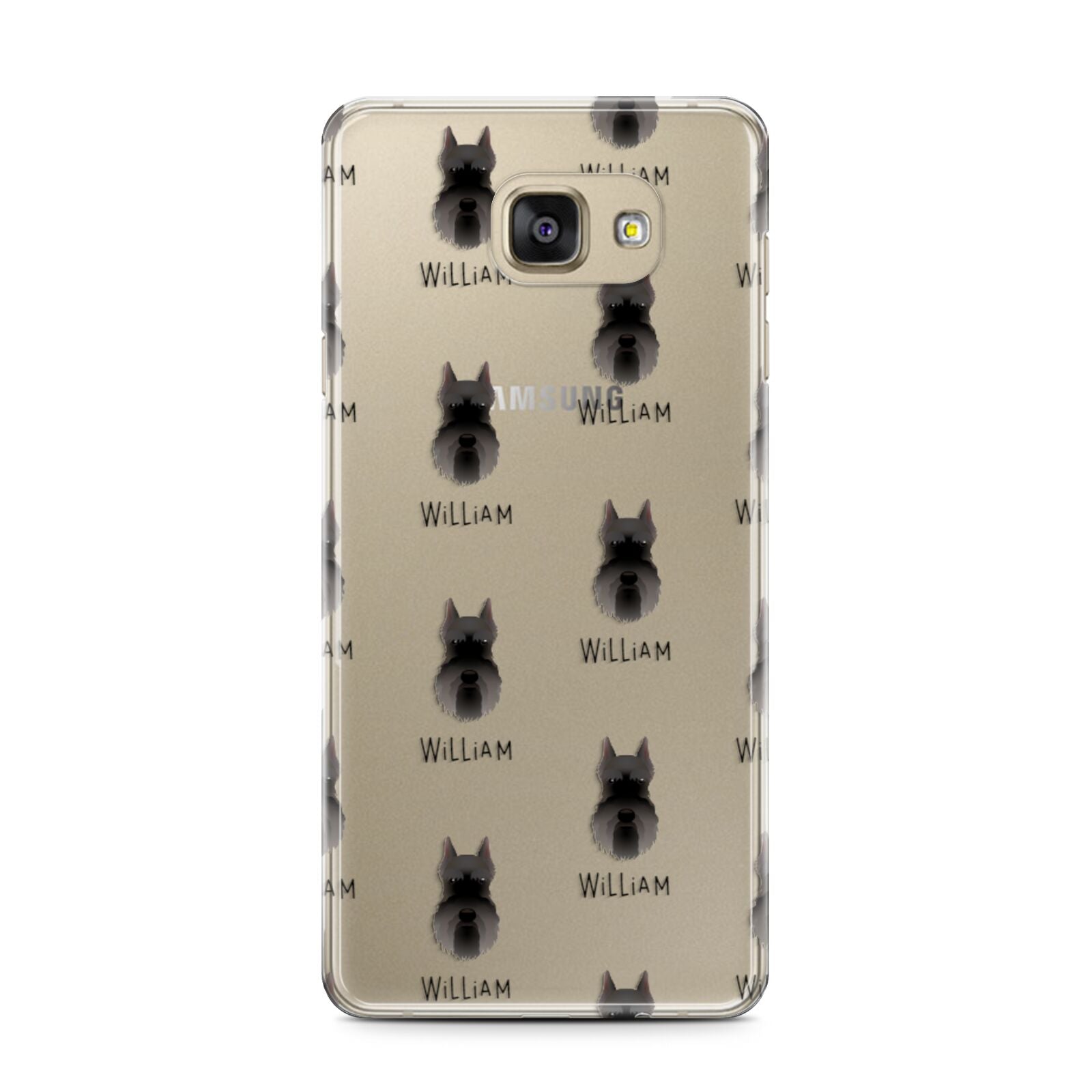 Miniature Schnauzer Icon with Name Samsung Galaxy A7 2016 Case on gold phone
