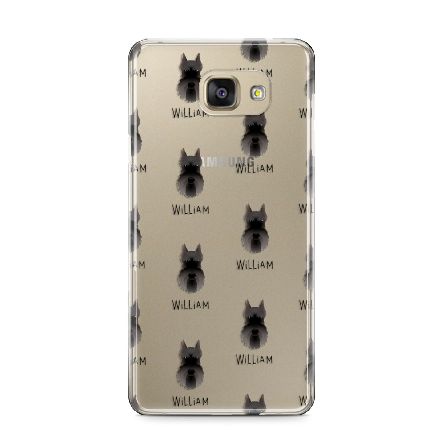 Miniature Schnauzer Icon with Name Samsung Galaxy A9 2016 Case on gold phone