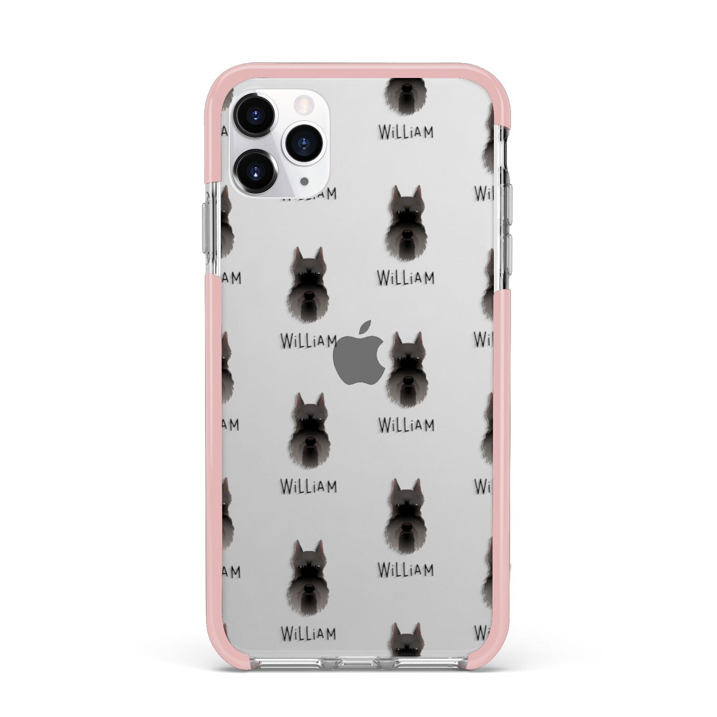 Miniature Schnauzer Icon with Name iPhone 11 Pro Max Impact Pink Edge Case