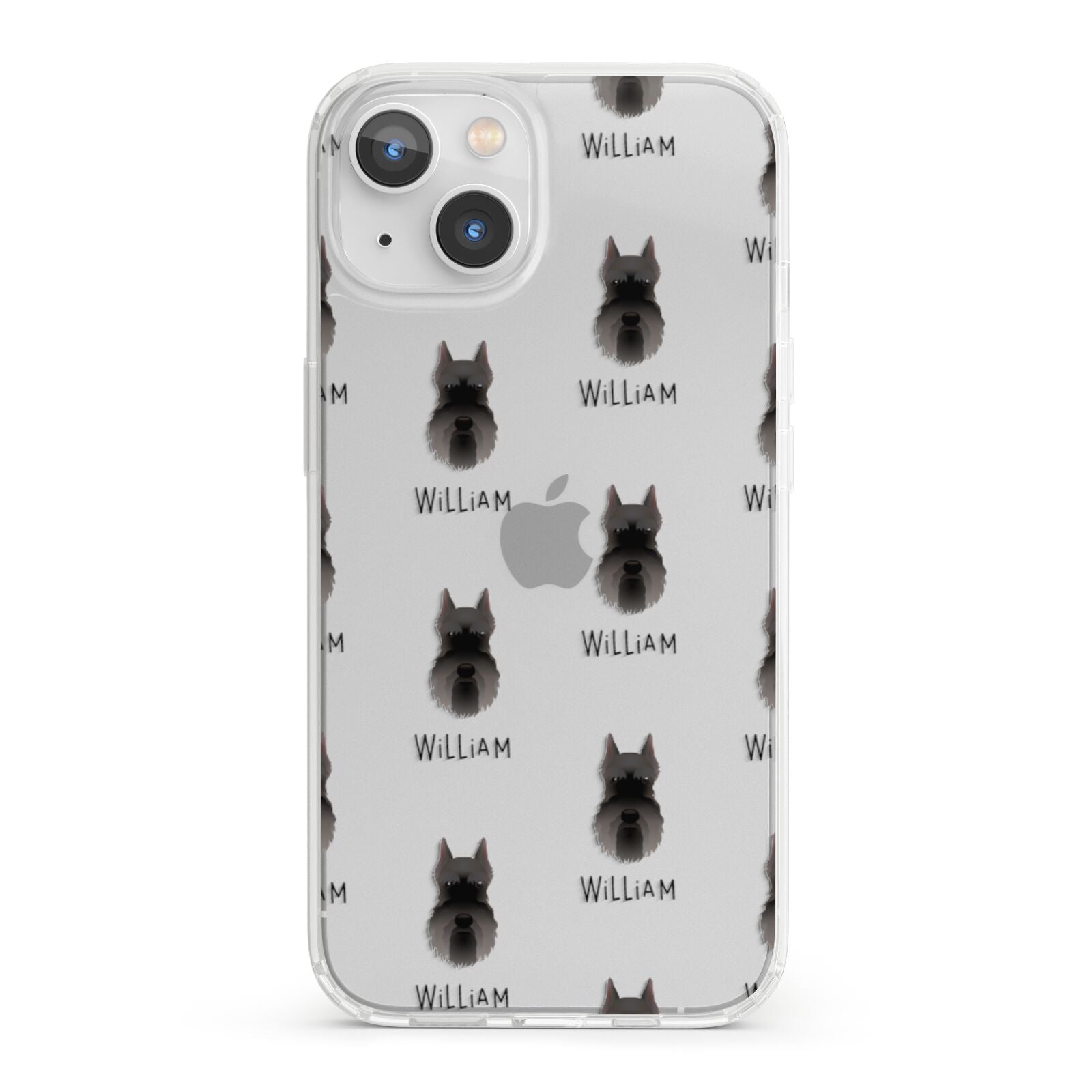 Miniature Schnauzer Icon with Name iPhone 13 Clear Bumper Case