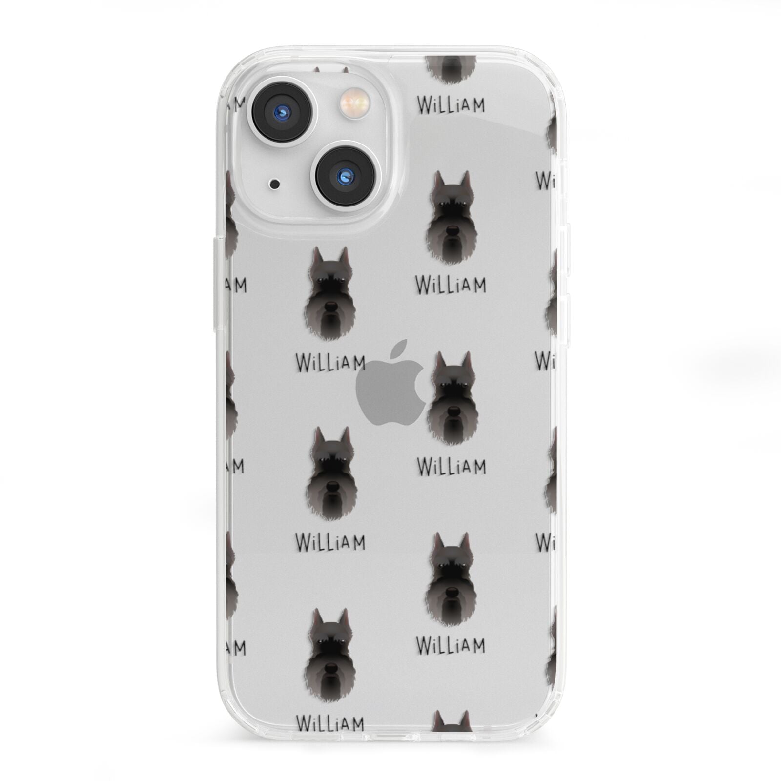 Miniature Schnauzer Icon with Name iPhone 13 Mini Clear Bumper Case