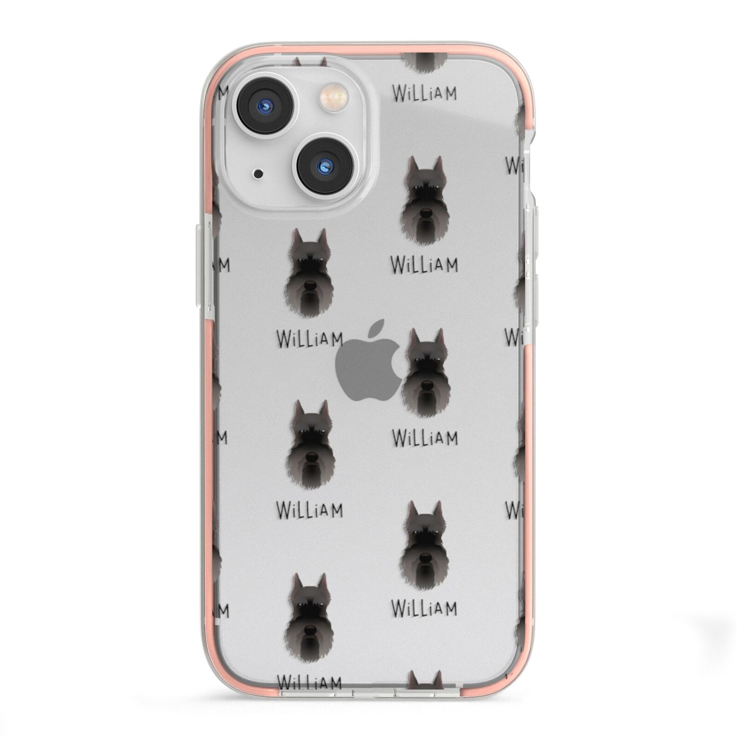 Miniature Schnauzer Icon with Name iPhone 13 Mini TPU Impact Case with Pink Edges