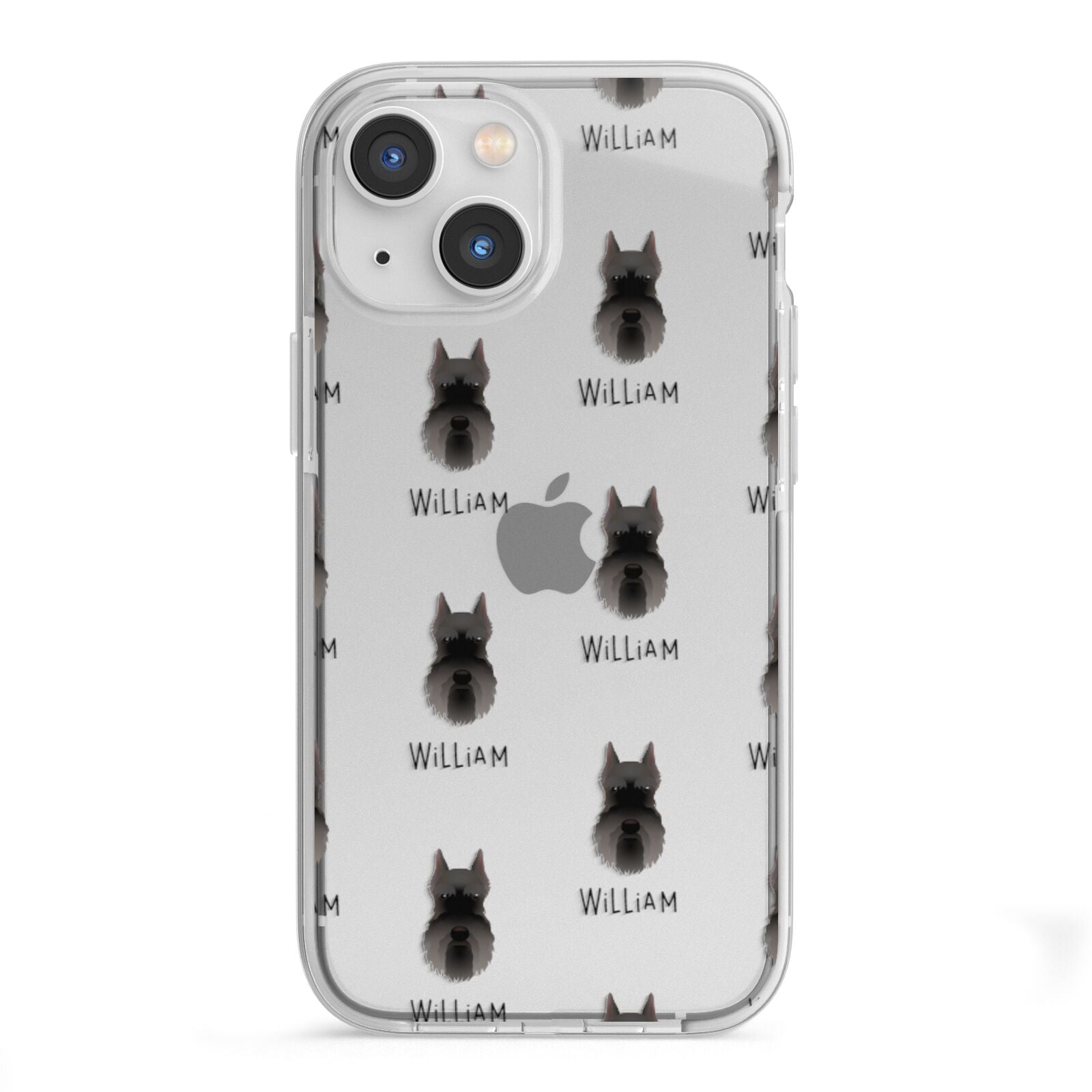 Miniature Schnauzer Icon with Name iPhone 13 Mini TPU Impact Case with White Edges