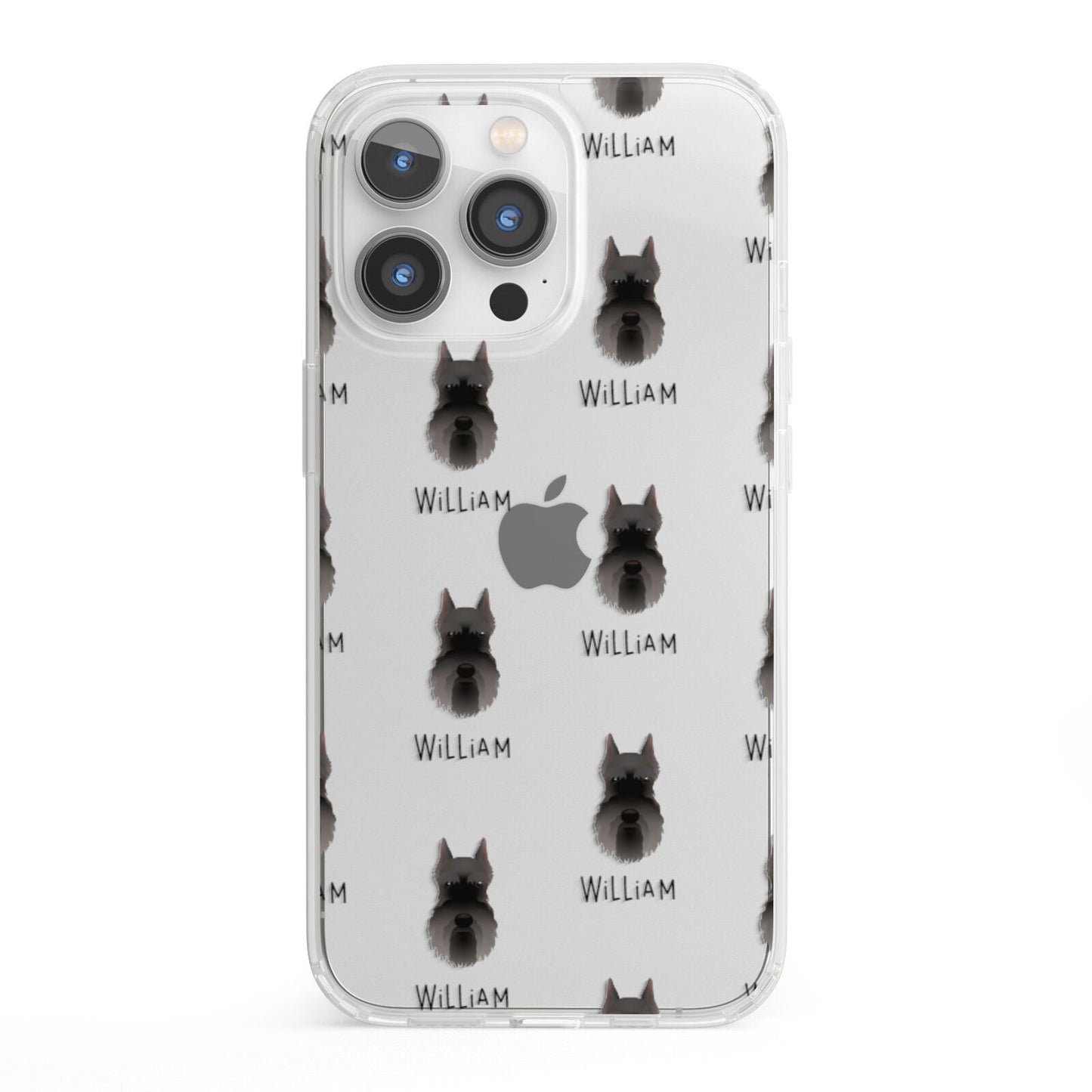Miniature Schnauzer Icon with Name iPhone 13 Pro Clear Bumper Case
