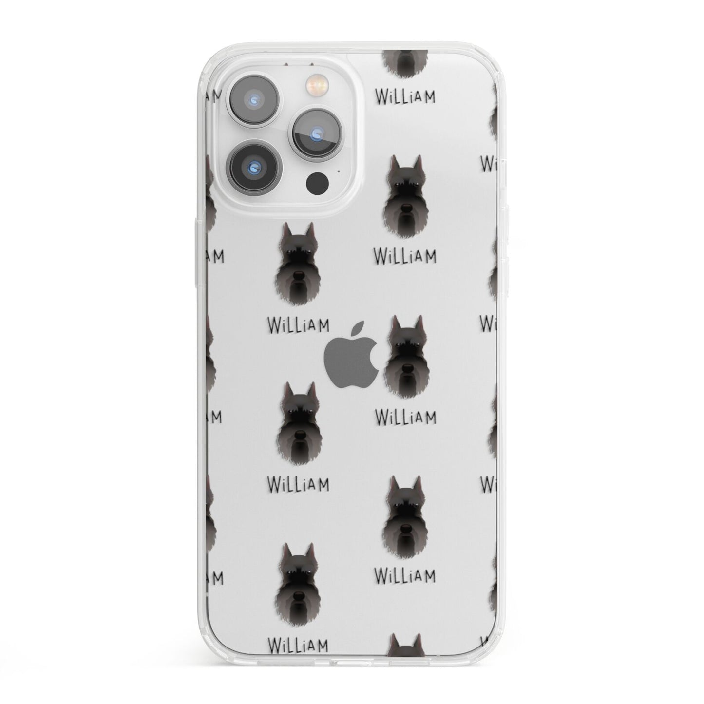 Miniature Schnauzer Icon with Name iPhone 13 Pro Max Clear Bumper Case