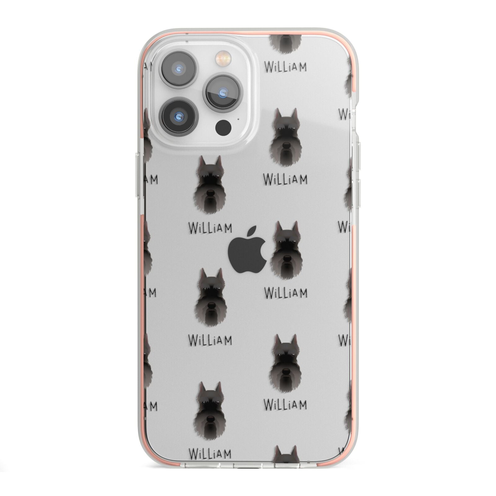 Miniature Schnauzer Icon with Name iPhone 13 Pro Max TPU Impact Case with Pink Edges