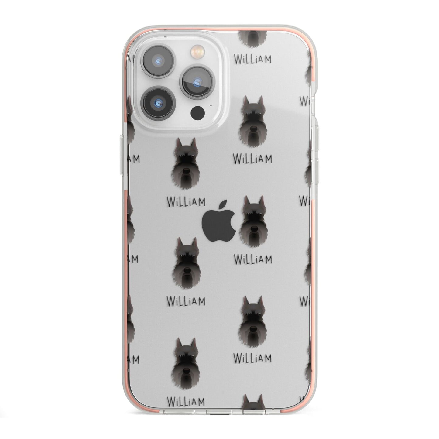 Miniature Schnauzer Icon with Name iPhone 13 Pro Max TPU Impact Case with Pink Edges