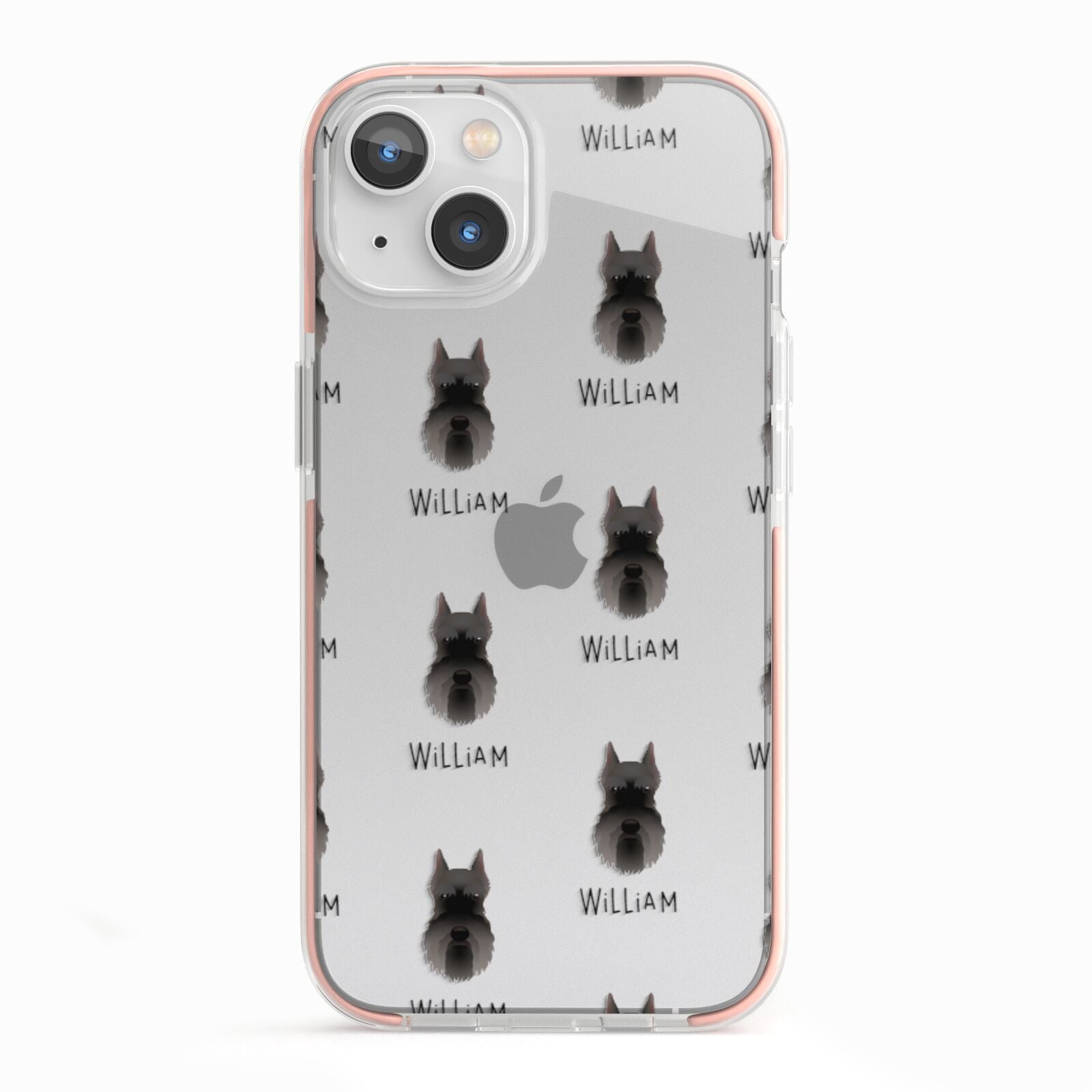 Miniature Schnauzer Icon with Name iPhone 13 TPU Impact Case with Pink Edges