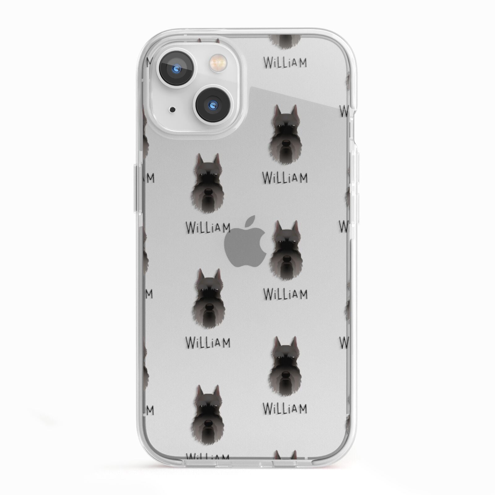 Miniature Schnauzer Icon with Name iPhone 13 TPU Impact Case with White Edges