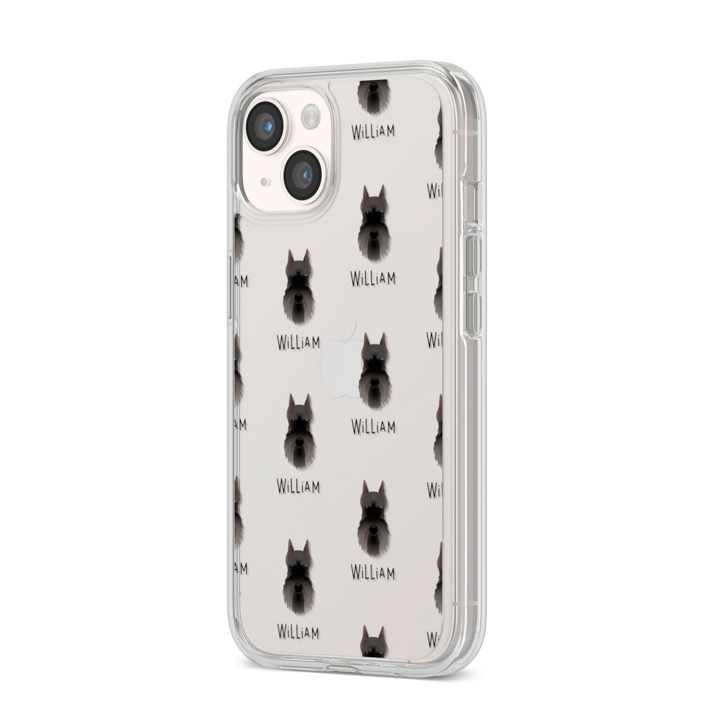 Miniature Schnauzer Icon with Name iPhone 14 Clear Tough Case Starlight Angled Image