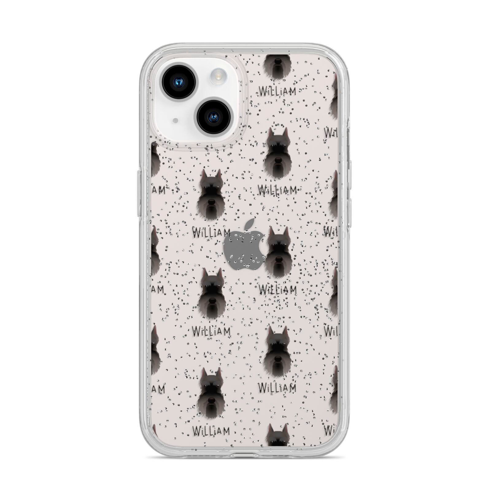 Miniature Schnauzer Icon with Name iPhone 14 Glitter Tough Case Starlight