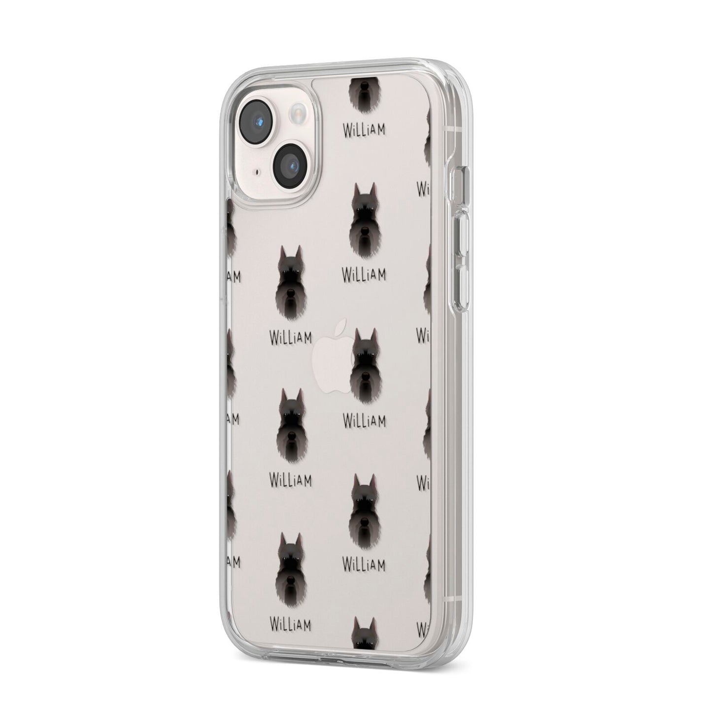 Miniature Schnauzer Icon with Name iPhone 14 Plus Clear Tough Case Starlight Angled Image