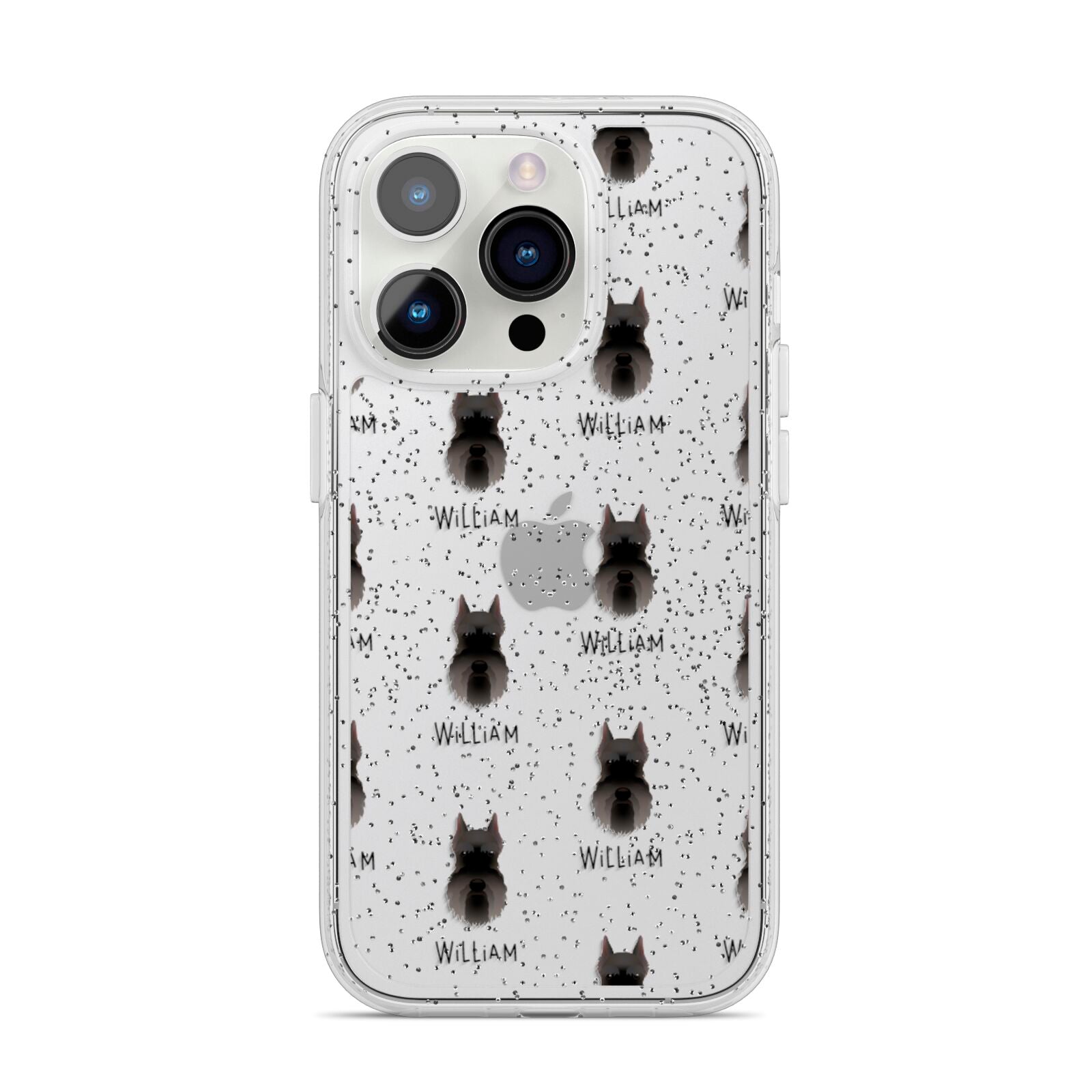 Miniature Schnauzer Icon with Name iPhone 14 Pro Glitter Tough Case Silver