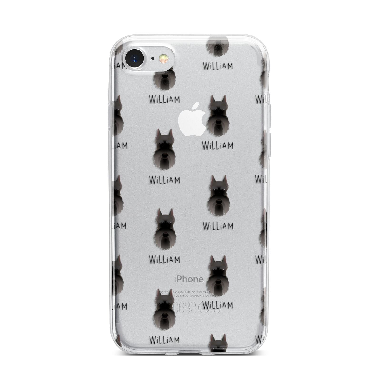 Miniature Schnauzer Icon with Name iPhone 7 Bumper Case on Silver iPhone
