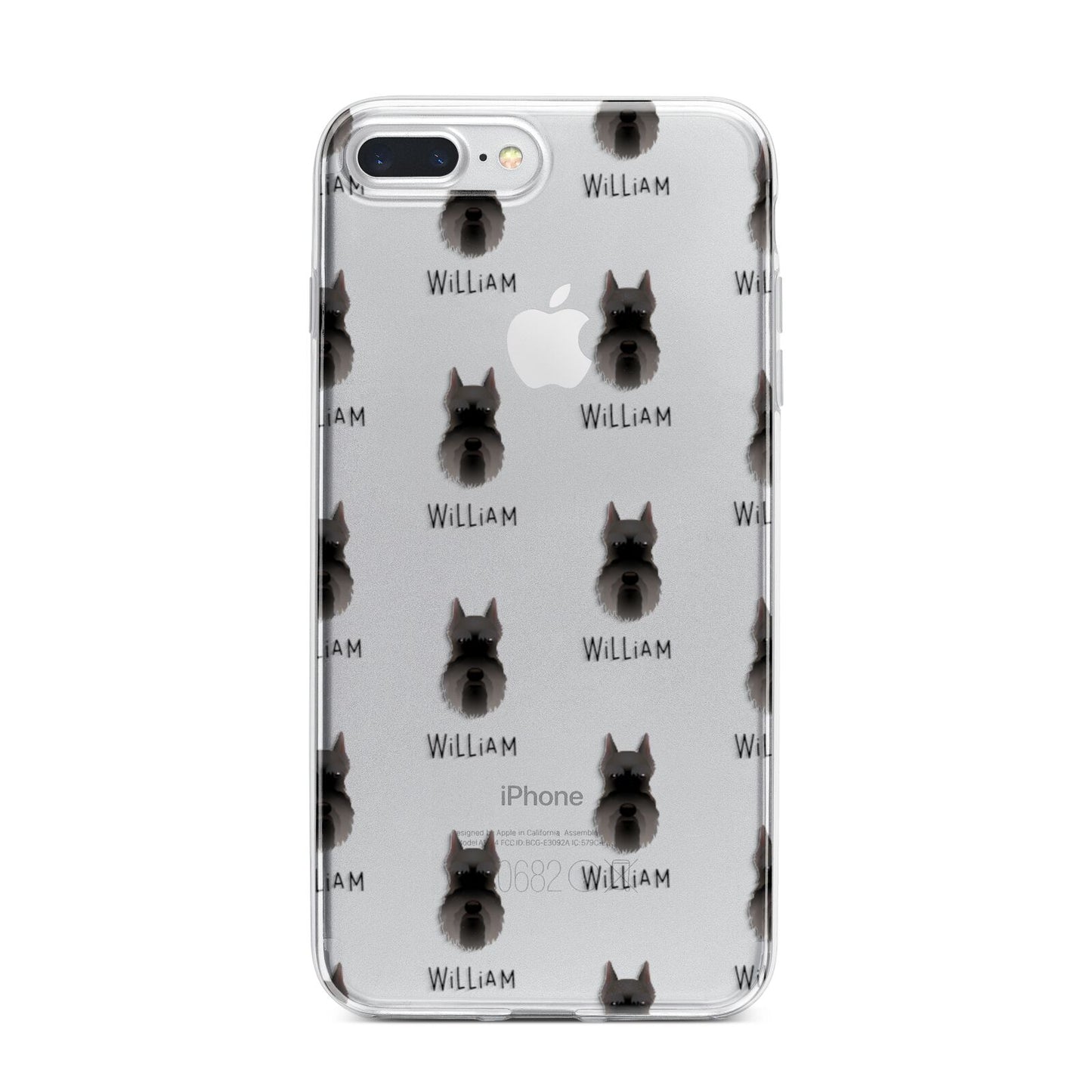 Miniature Schnauzer Icon with Name iPhone 7 Plus Bumper Case on Silver iPhone