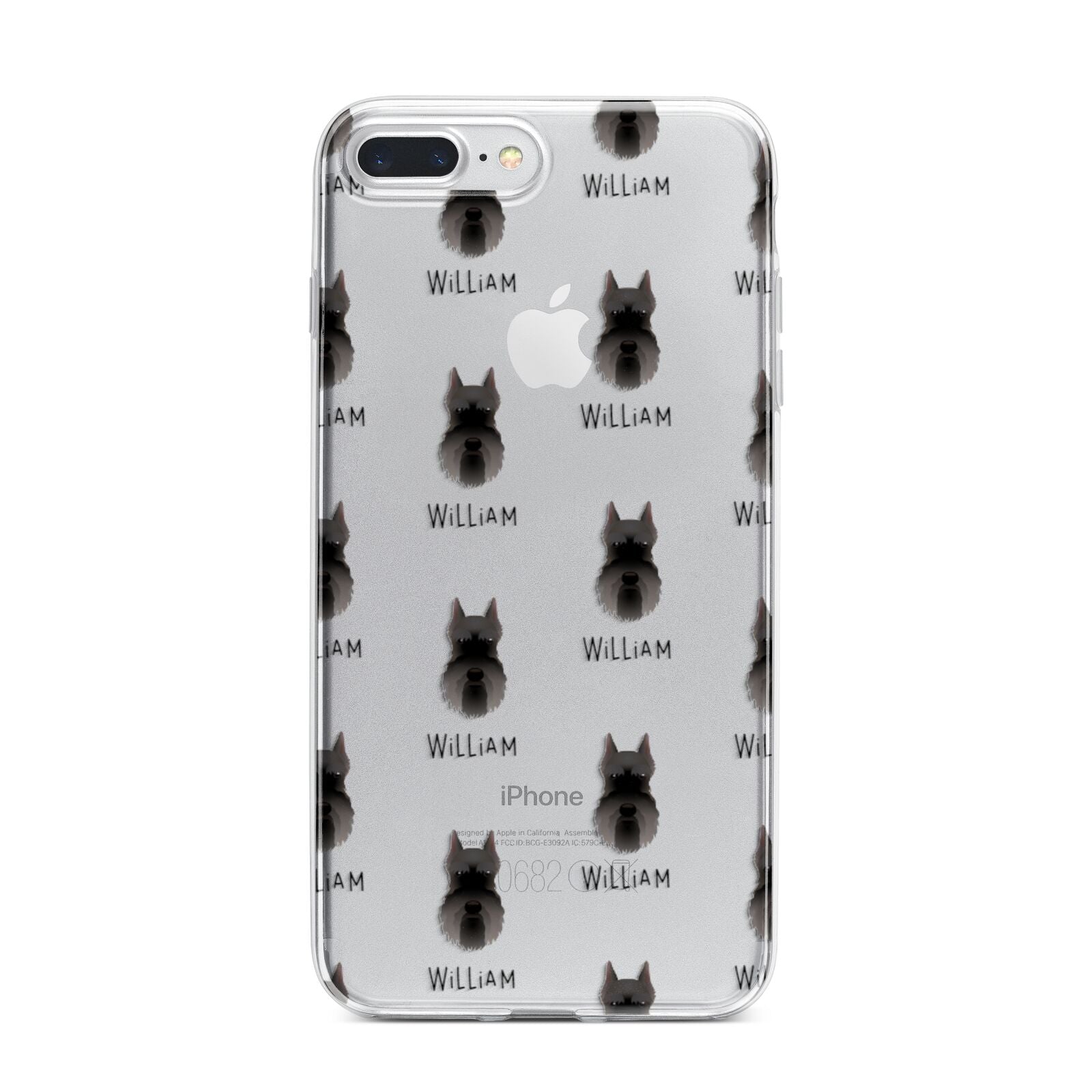 Miniature Schnauzer Icon with Name iPhone 7 Plus Bumper Case on Silver iPhone