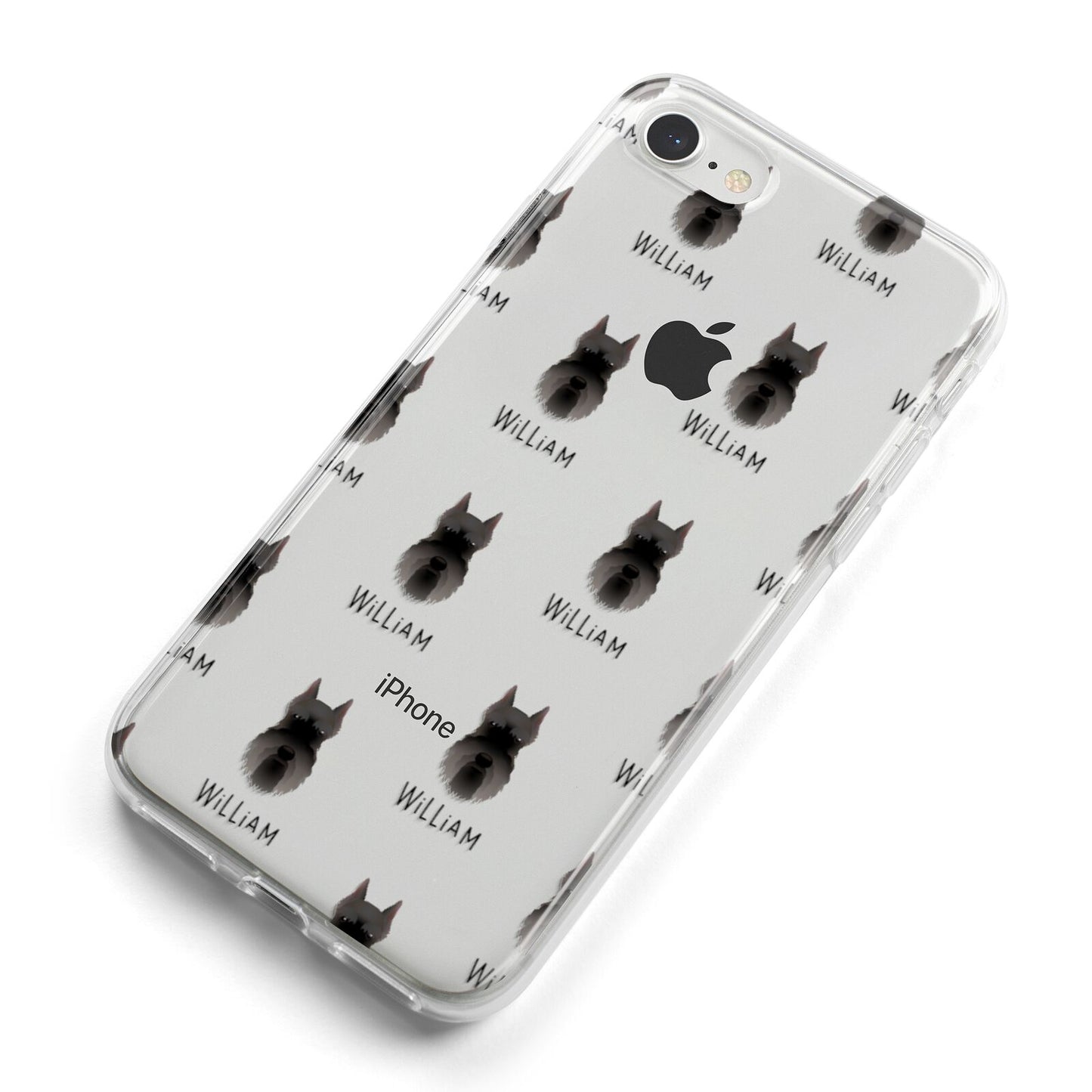 Miniature Schnauzer Icon with Name iPhone 8 Bumper Case on Silver iPhone Alternative Image