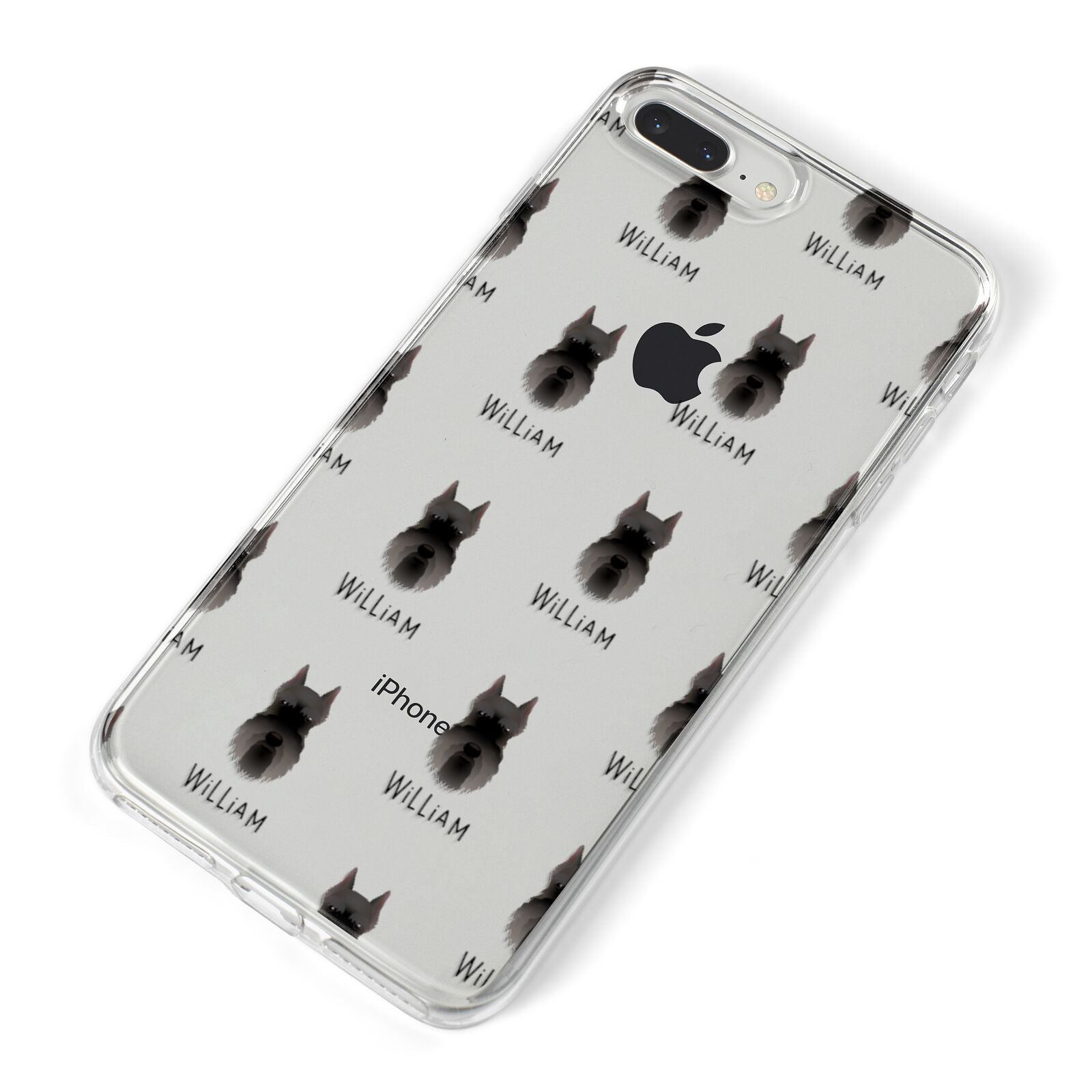 Miniature Schnauzer Icon with Name iPhone 8 Plus Bumper Case on Silver iPhone Alternative Image