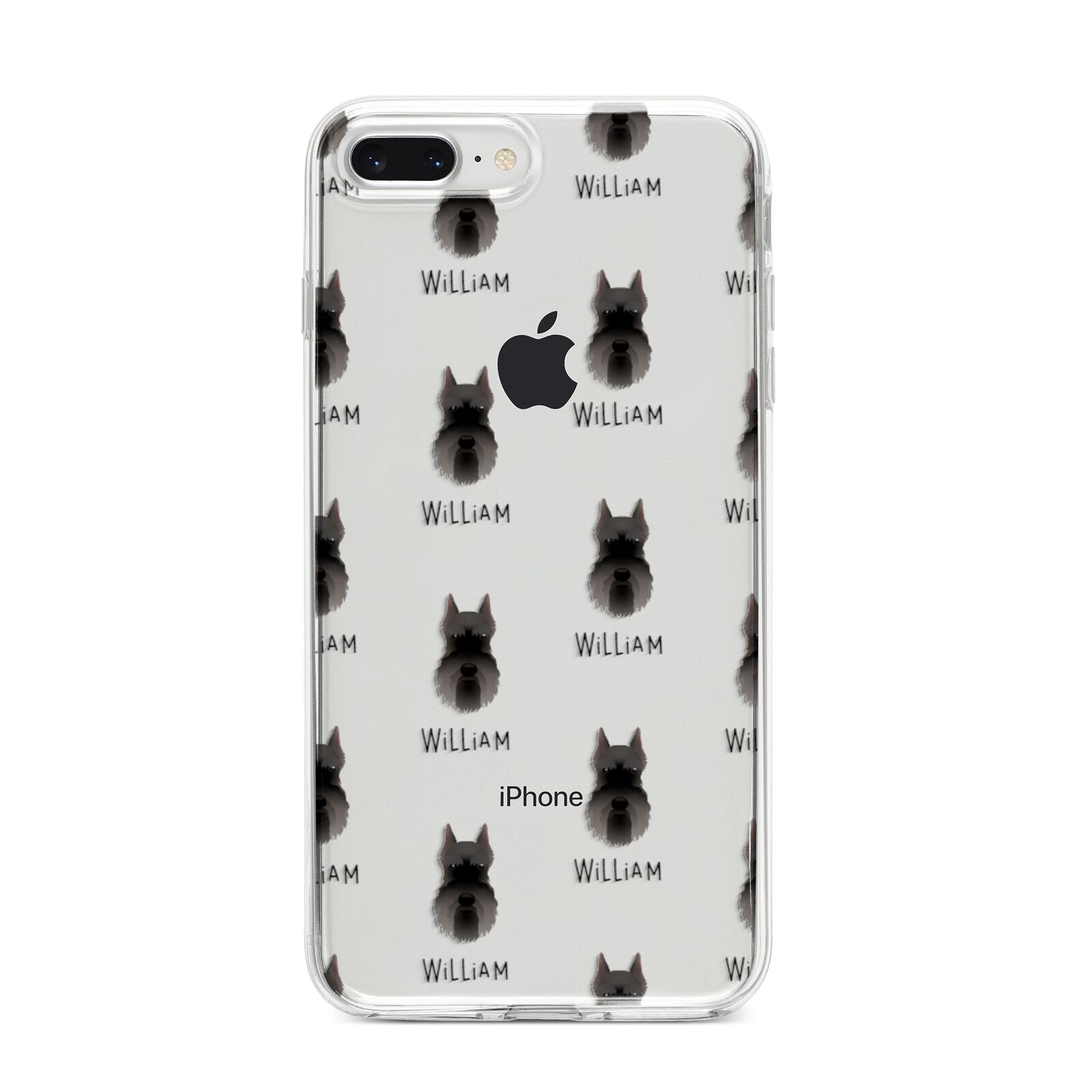 Miniature Schnauzer Icon with Name iPhone 8 Plus Bumper Case on Silver iPhone