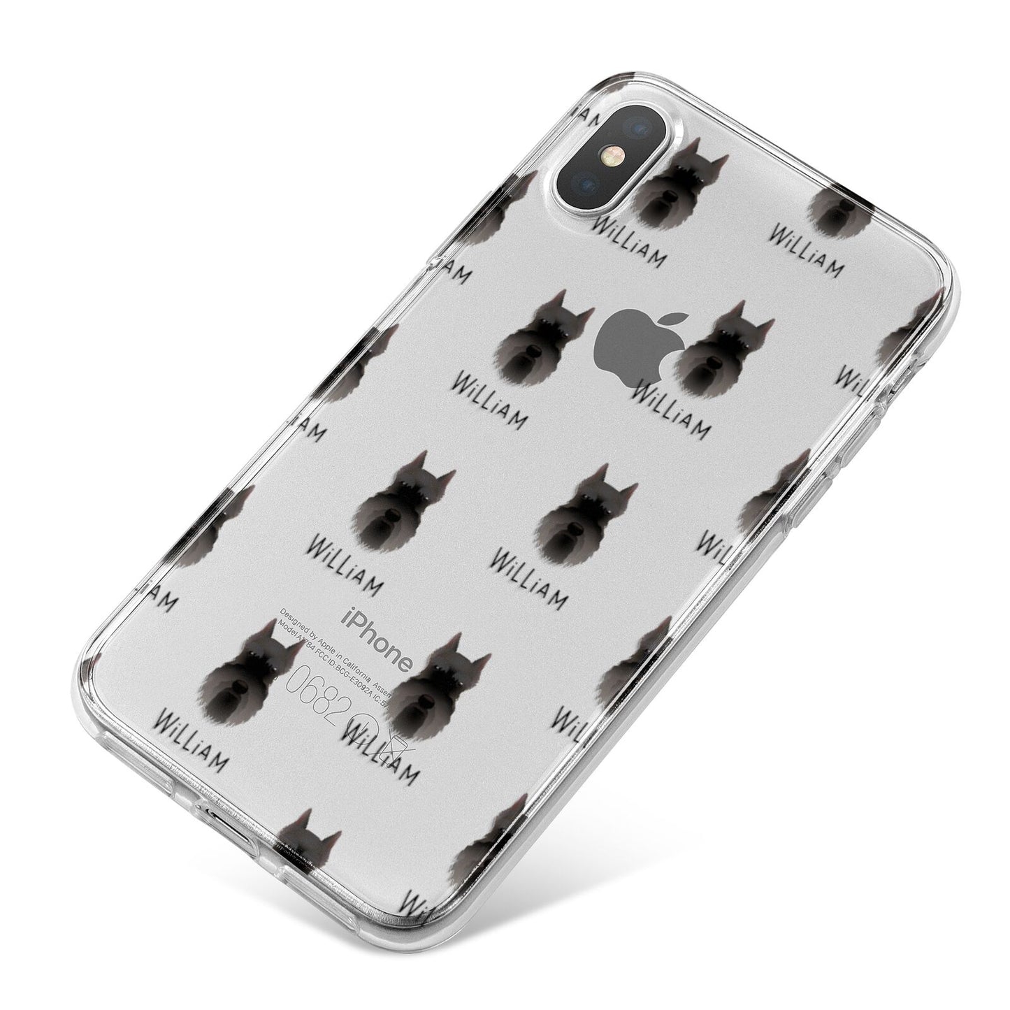 Miniature Schnauzer Icon with Name iPhone X Bumper Case on Silver iPhone