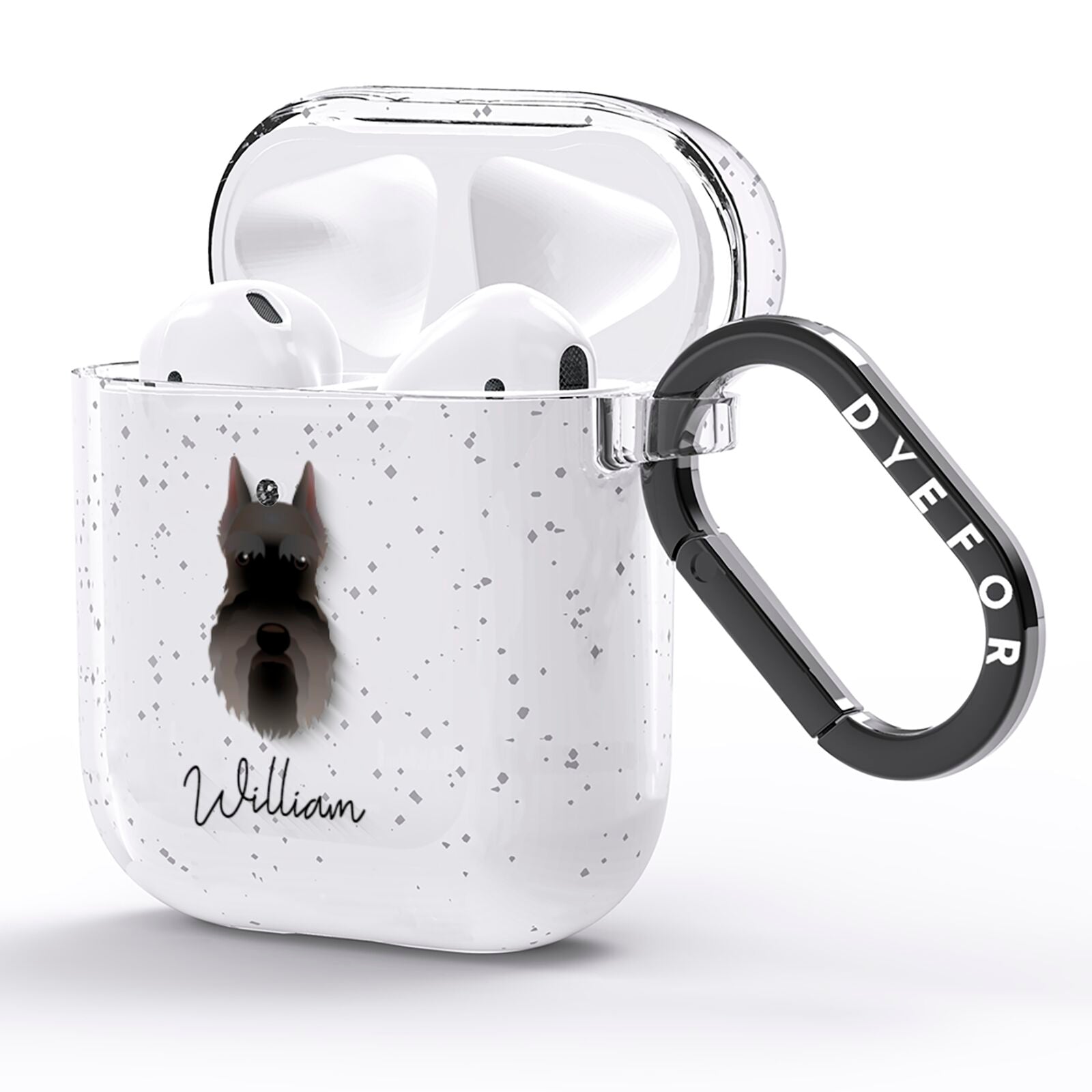 Miniature Schnauzer Personalised AirPods Glitter Case Side Image