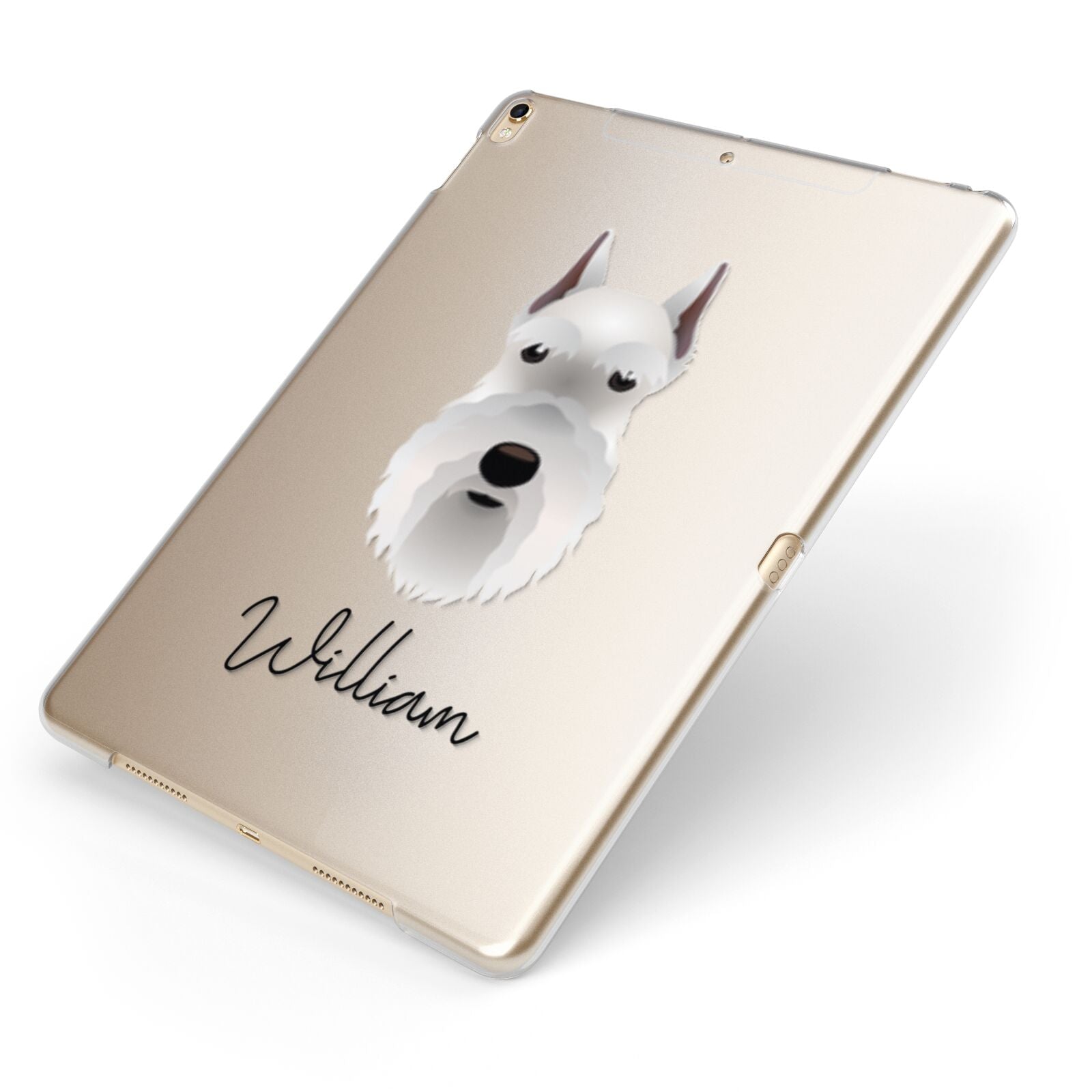 Miniature Schnauzer Personalised Apple iPad Case on Gold iPad Side View