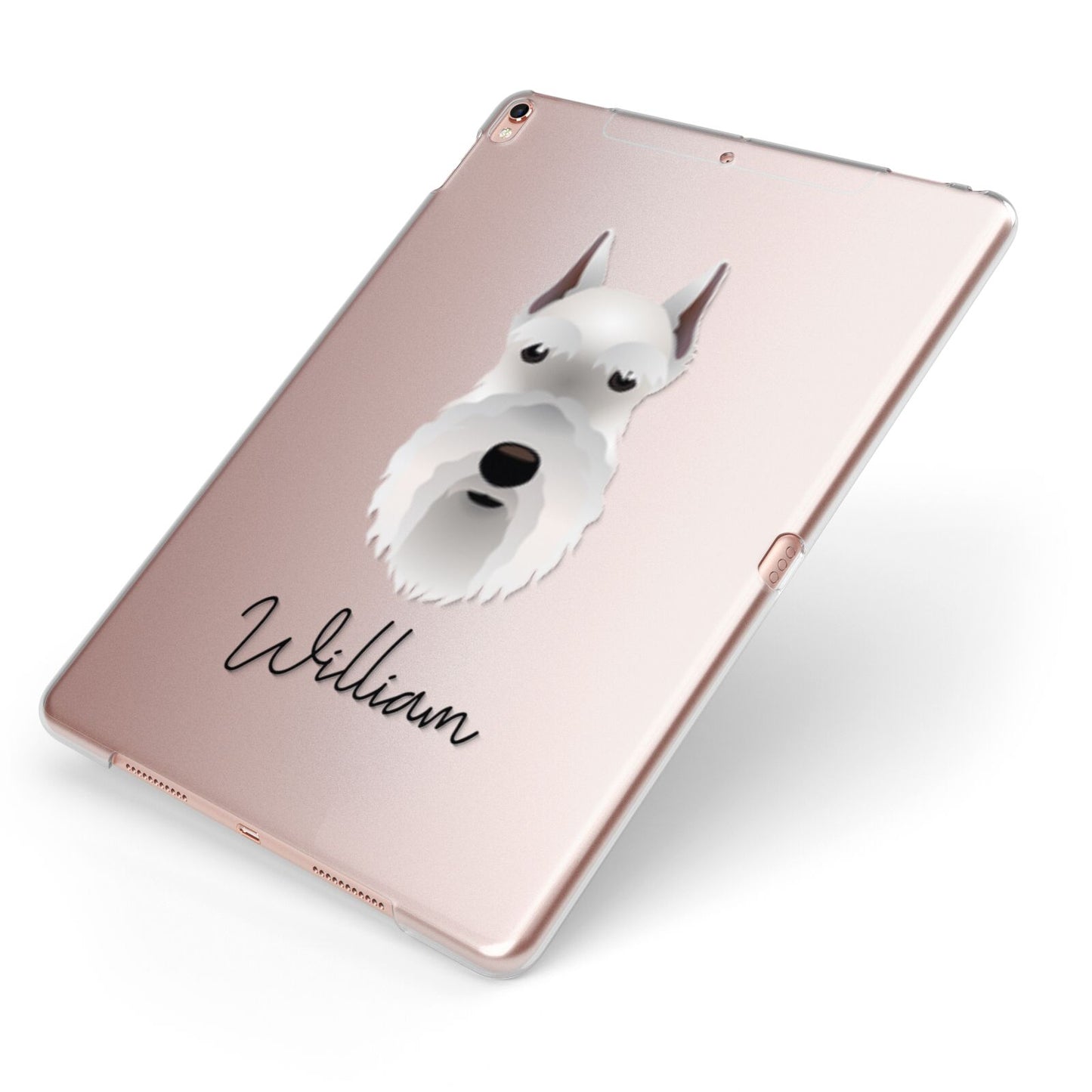 Miniature Schnauzer Personalised Apple iPad Case on Rose Gold iPad Side View