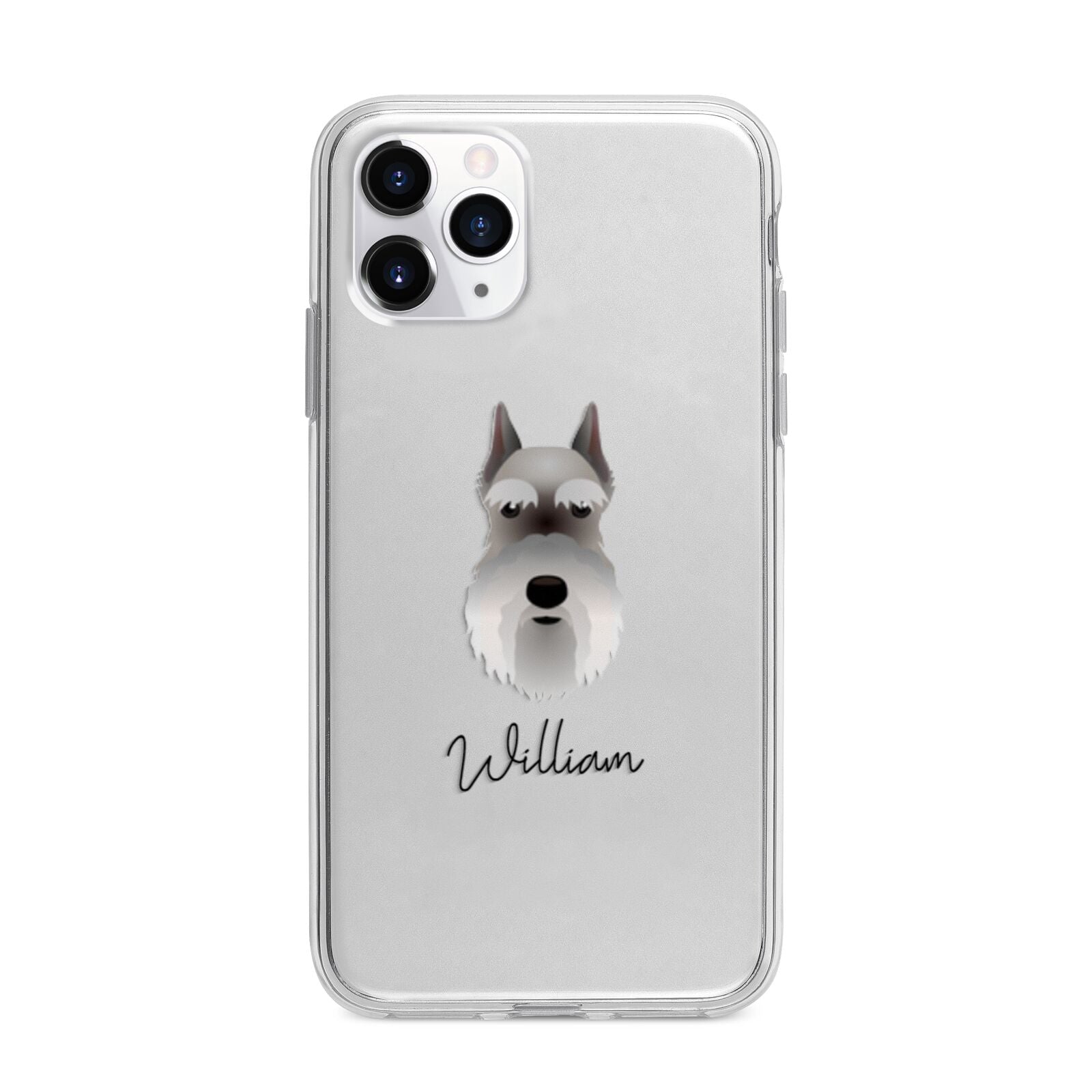 Miniature Schnauzer Personalised Apple iPhone 11 Pro Max in Silver with Bumper Case