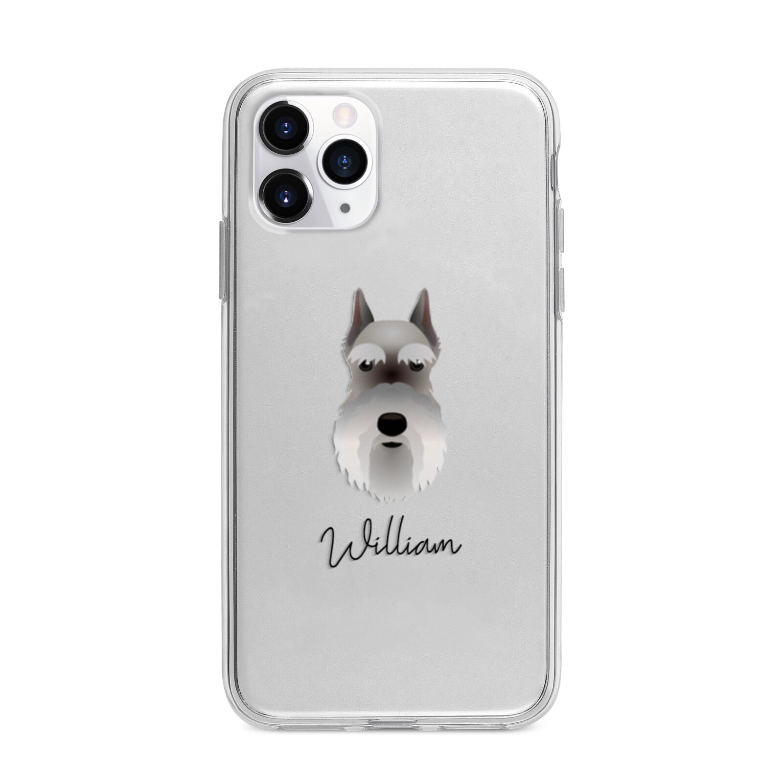 Miniature Schnauzer Personalised Apple iPhone 11 Pro in Silver with Bumper Case