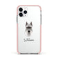 Miniature Schnauzer Personalised Apple iPhone 11 Pro in Silver with Pink Impact Case