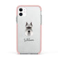Miniature Schnauzer Personalised Apple iPhone 11 in White with Pink Impact Case