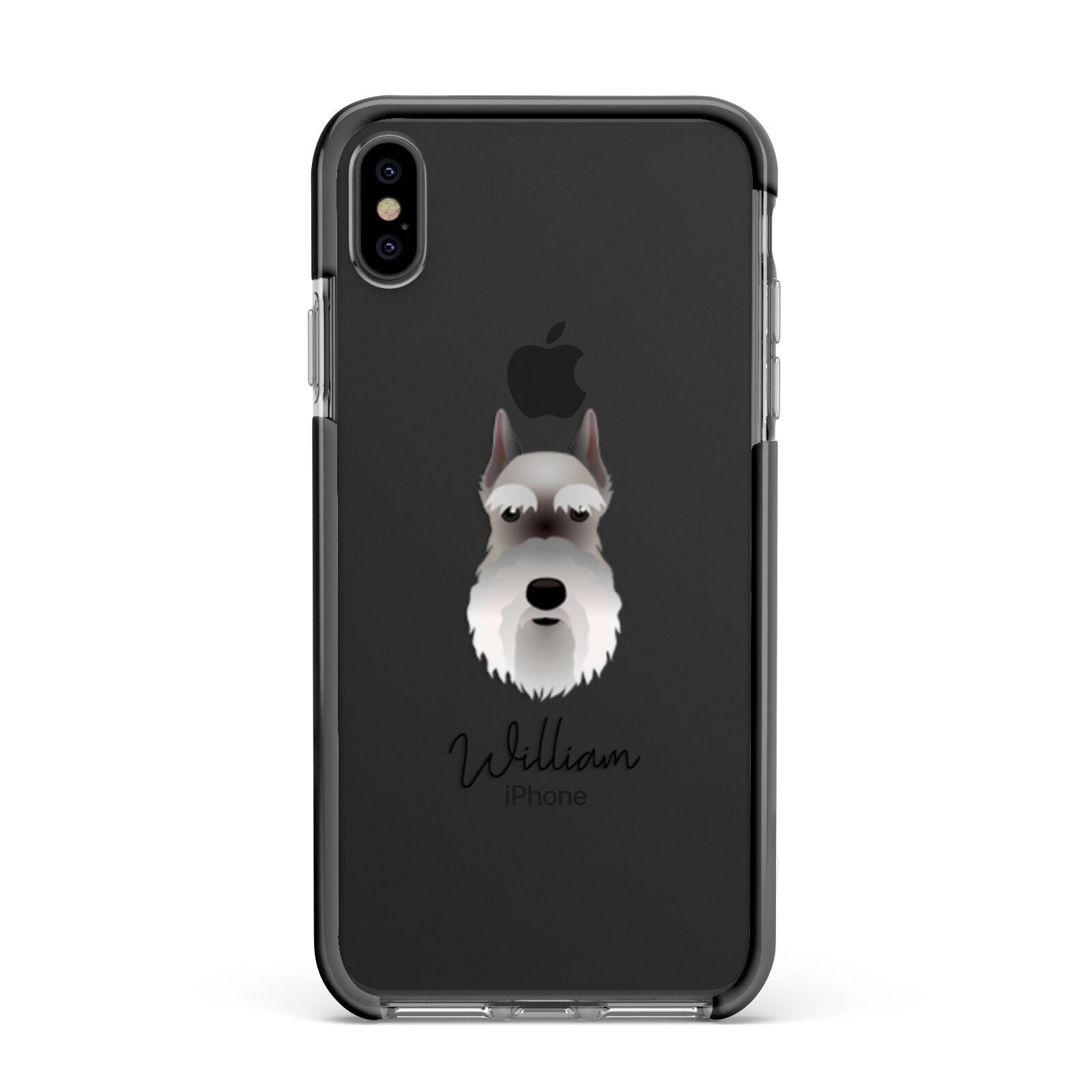 Miniature Schnauzer Personalised Apple iPhone Xs Max Impact Case Black Edge on Black Phone
