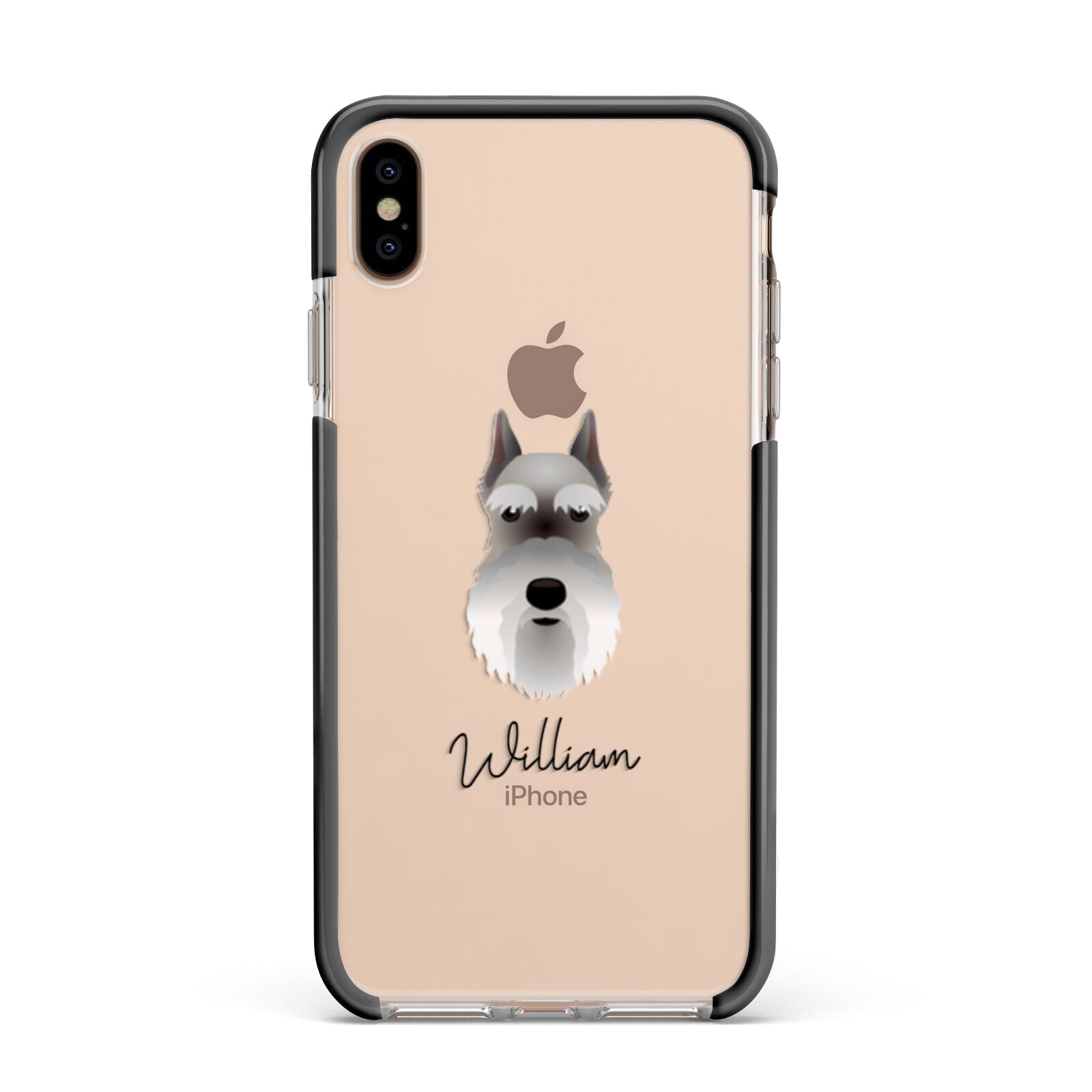 Miniature Schnauzer Personalised Apple iPhone Xs Max Impact Case Black Edge on Gold Phone