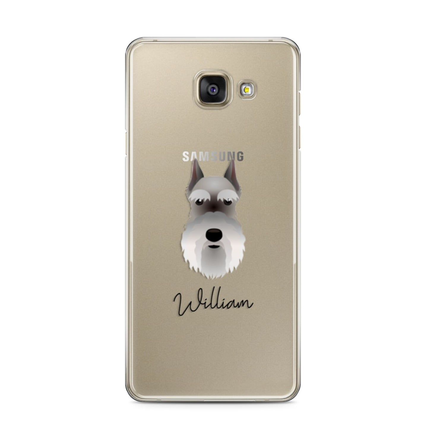 Miniature Schnauzer Personalised Samsung Galaxy A3 2016 Case on gold phone