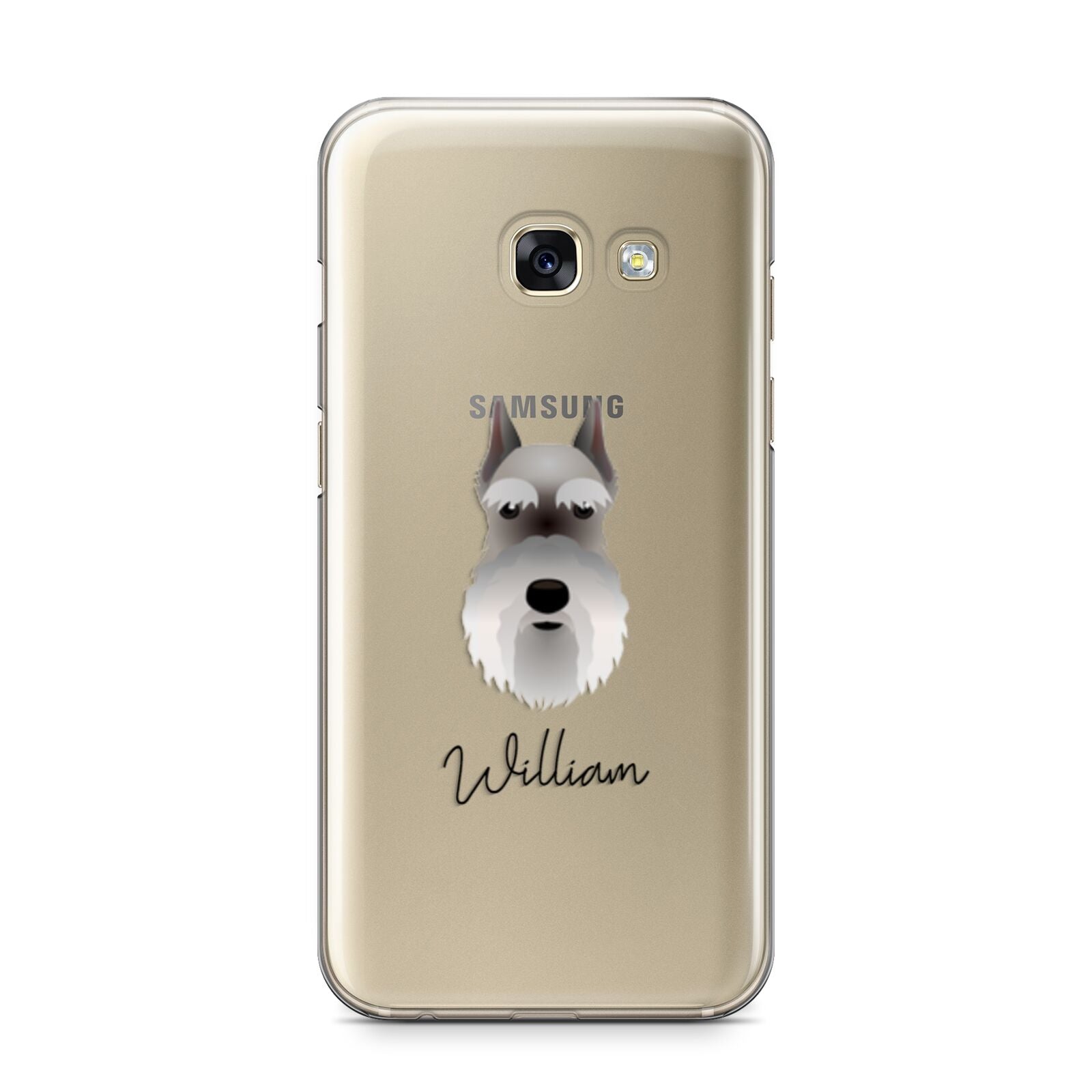 Miniature Schnauzer Personalised Samsung Galaxy A3 2017 Case on gold phone