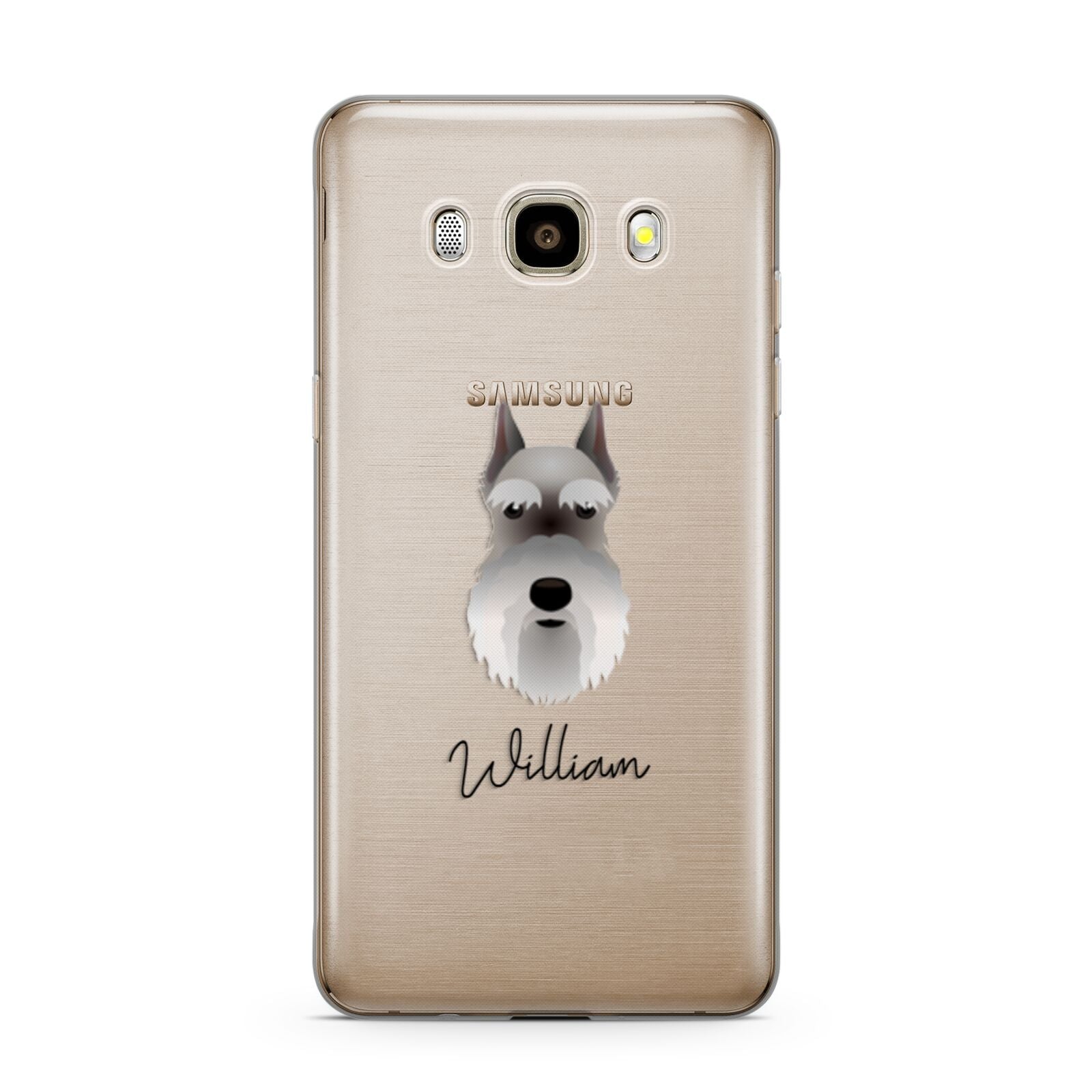 Miniature Schnauzer Personalised Samsung Galaxy J7 2016 Case on gold phone