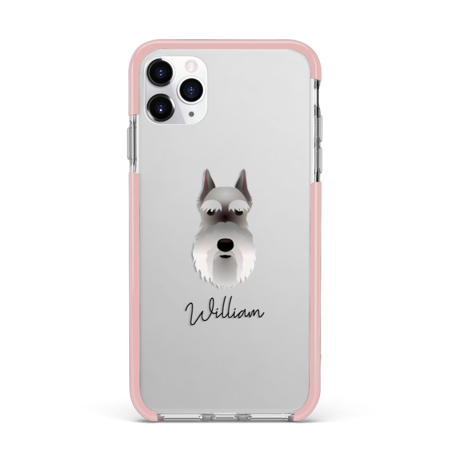 Miniature Schnauzer Personalised iPhone 11 Pro Max Impact Pink Edge Case