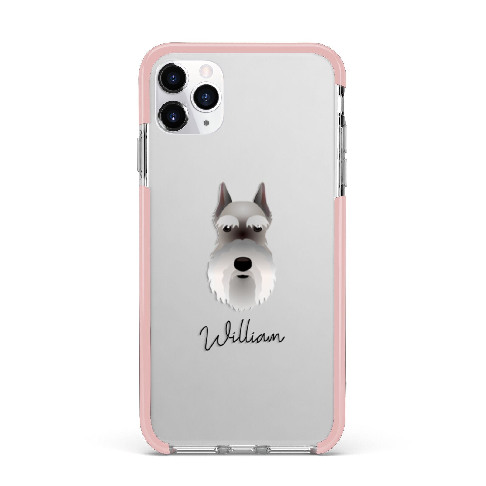 Miniature Schnauzer Personalised iPhone 11 Pro Max Impact Pink Edge Case